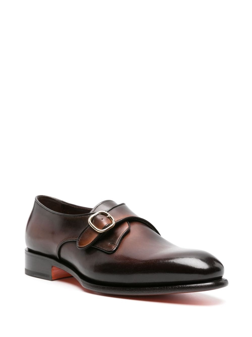 faded-effect leather monk shoes - 2