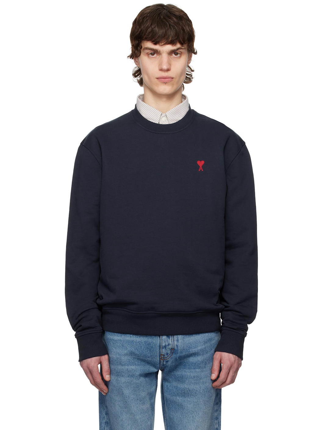 Navy Cotton Ami de Coeur Sweatshirt - 1
