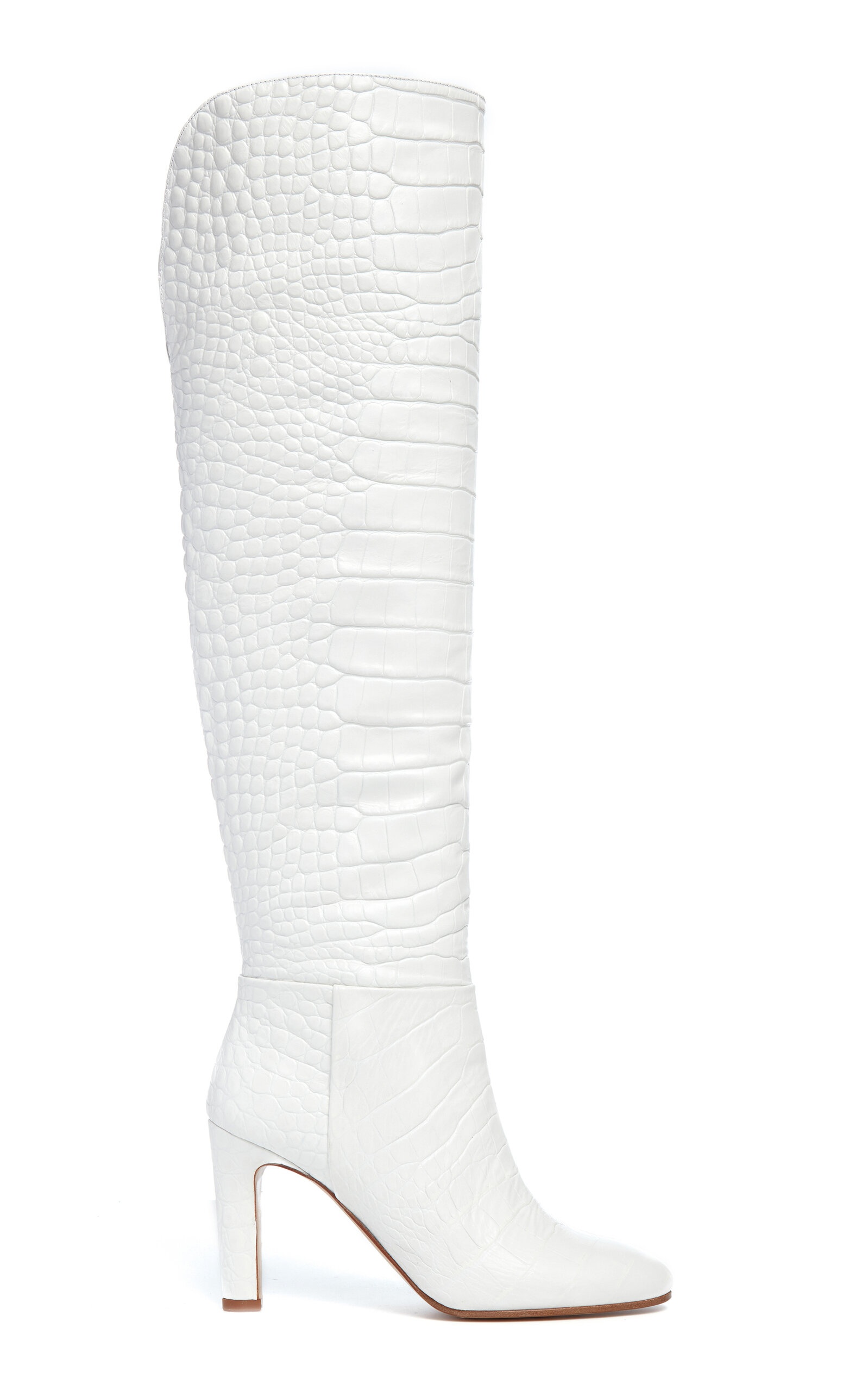 Linda Embossed Leather Boots white - 1