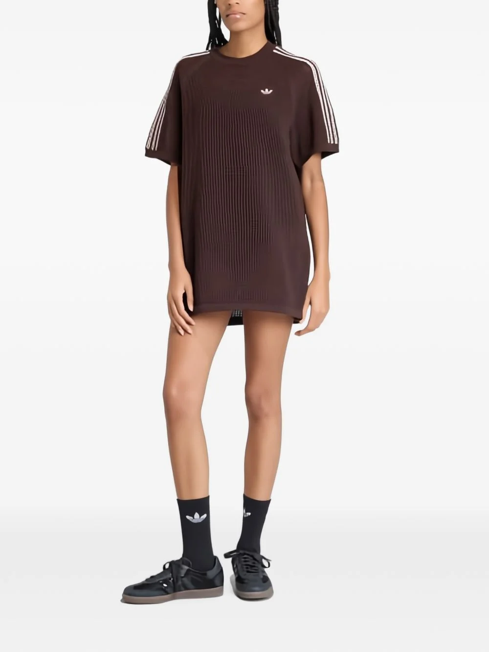 crochet-knit logo-embroidered mini dress - 1