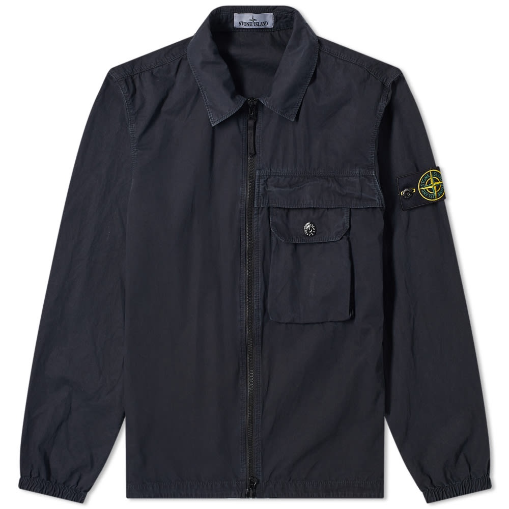 Stone Island Zip Pocket Garment Dyed Overshirt - 1