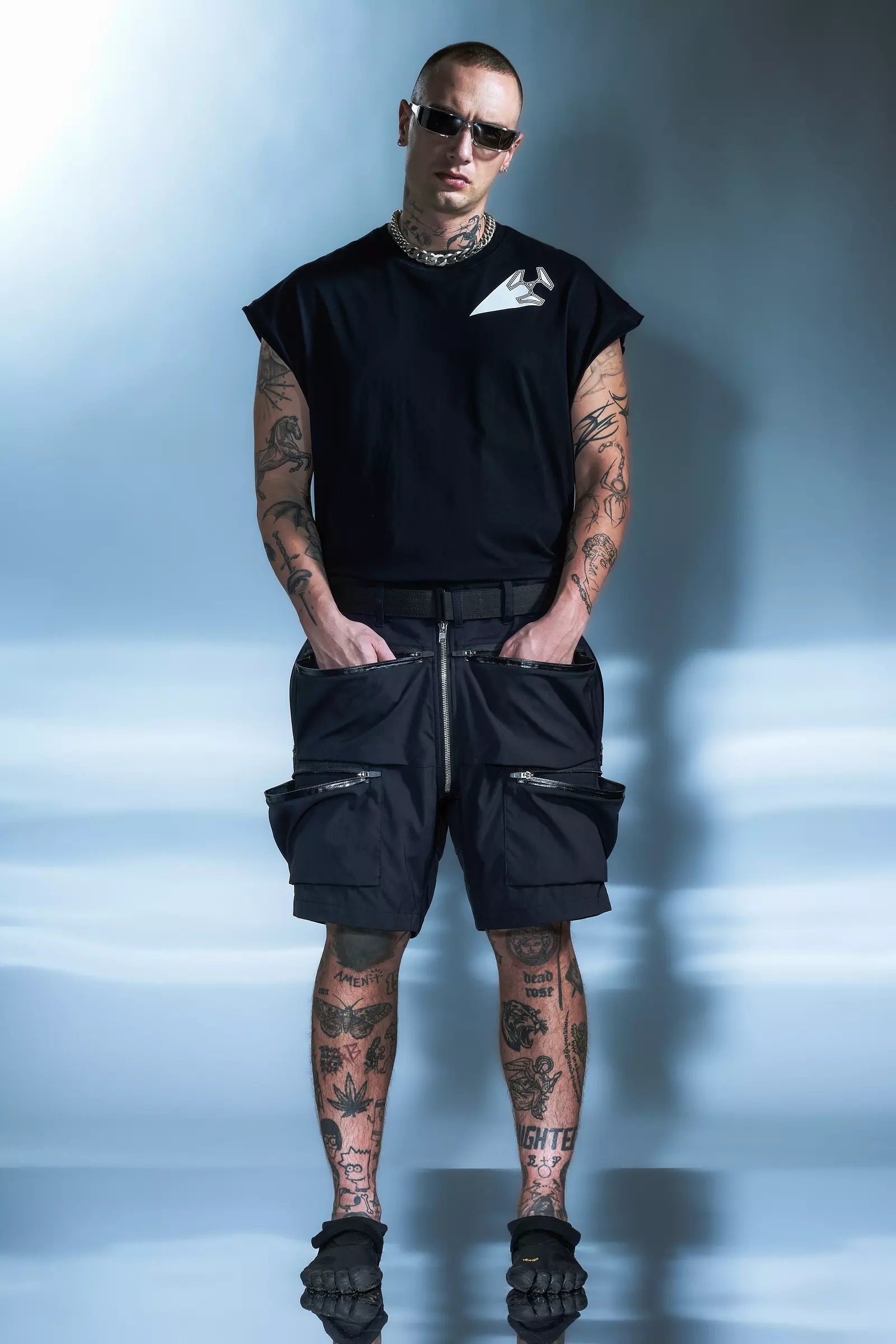 SP38-M Nylon Stretch Cargo Short Pant BLACK - 15