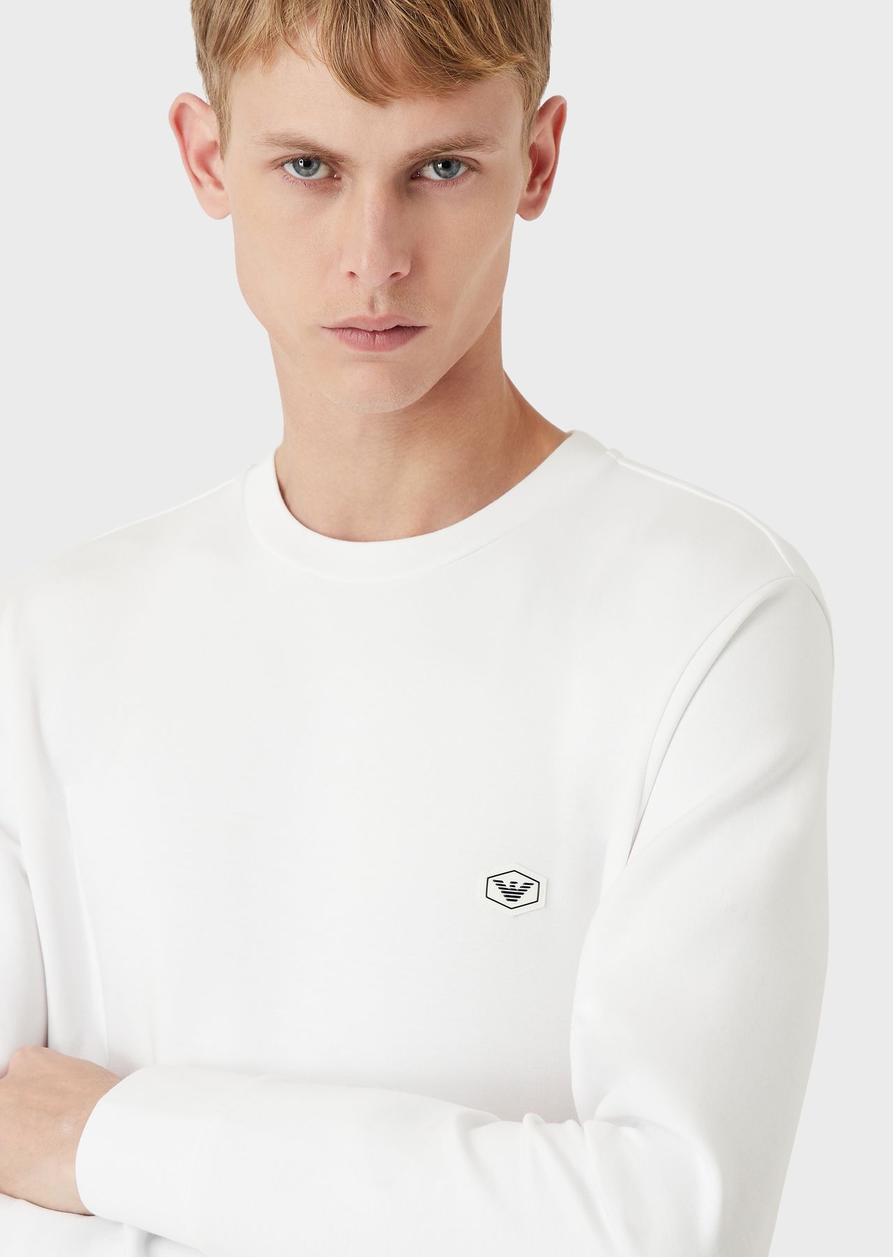 Crew-neck sweatshirt with micro logo patch - 4