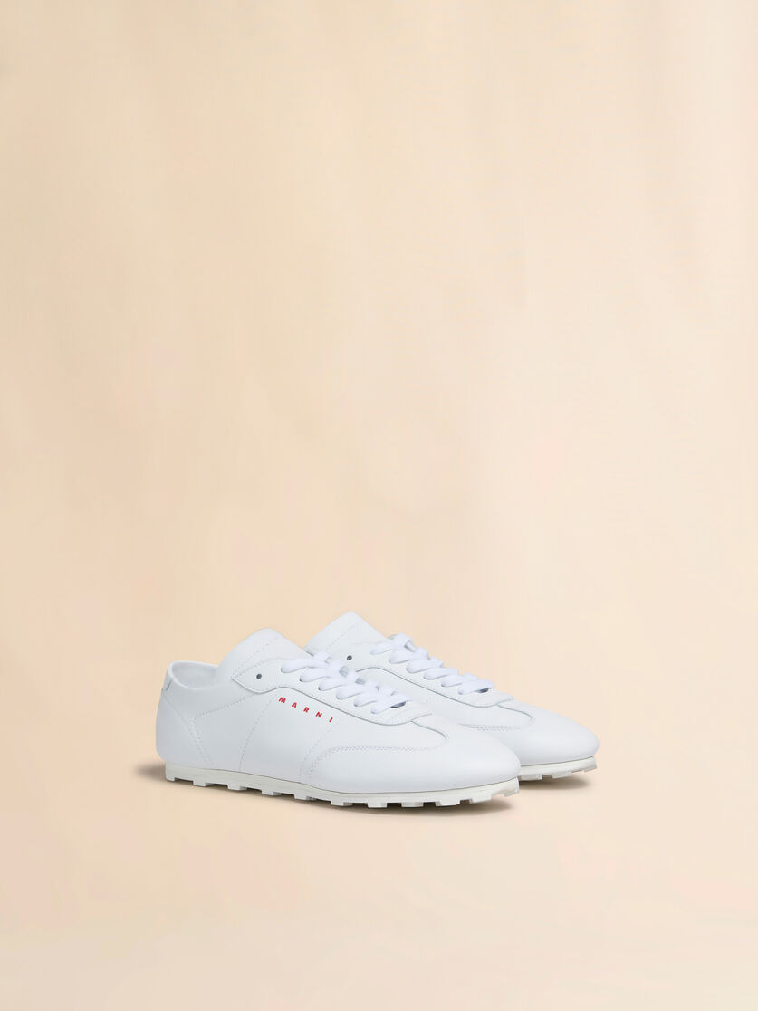 WHITE NAPPA LEATHER SOFTY SOCCER SNEAKER - 2