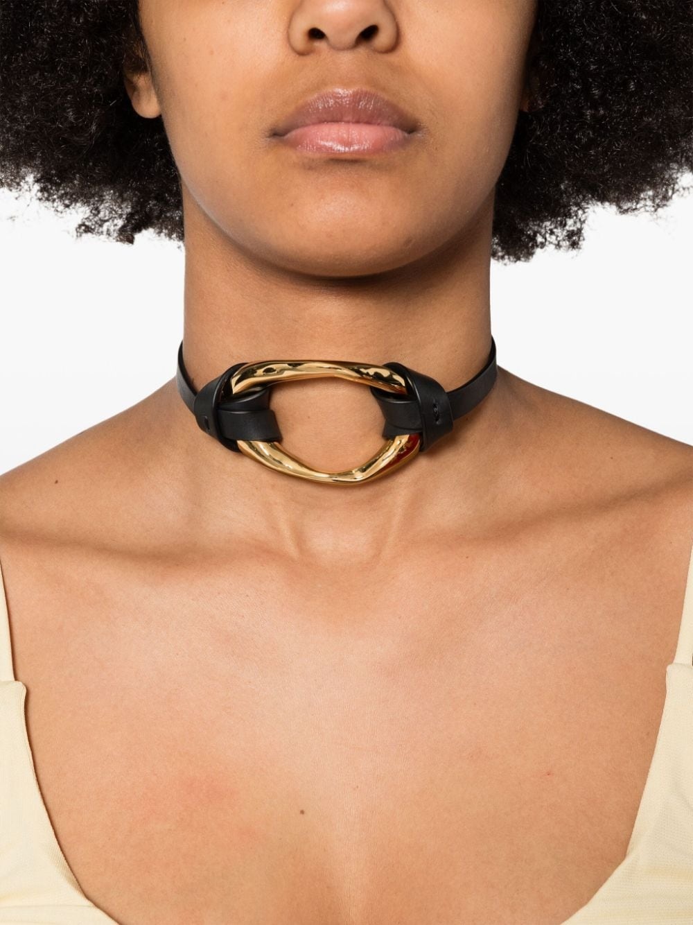 oval-detailed leather chocker - 2