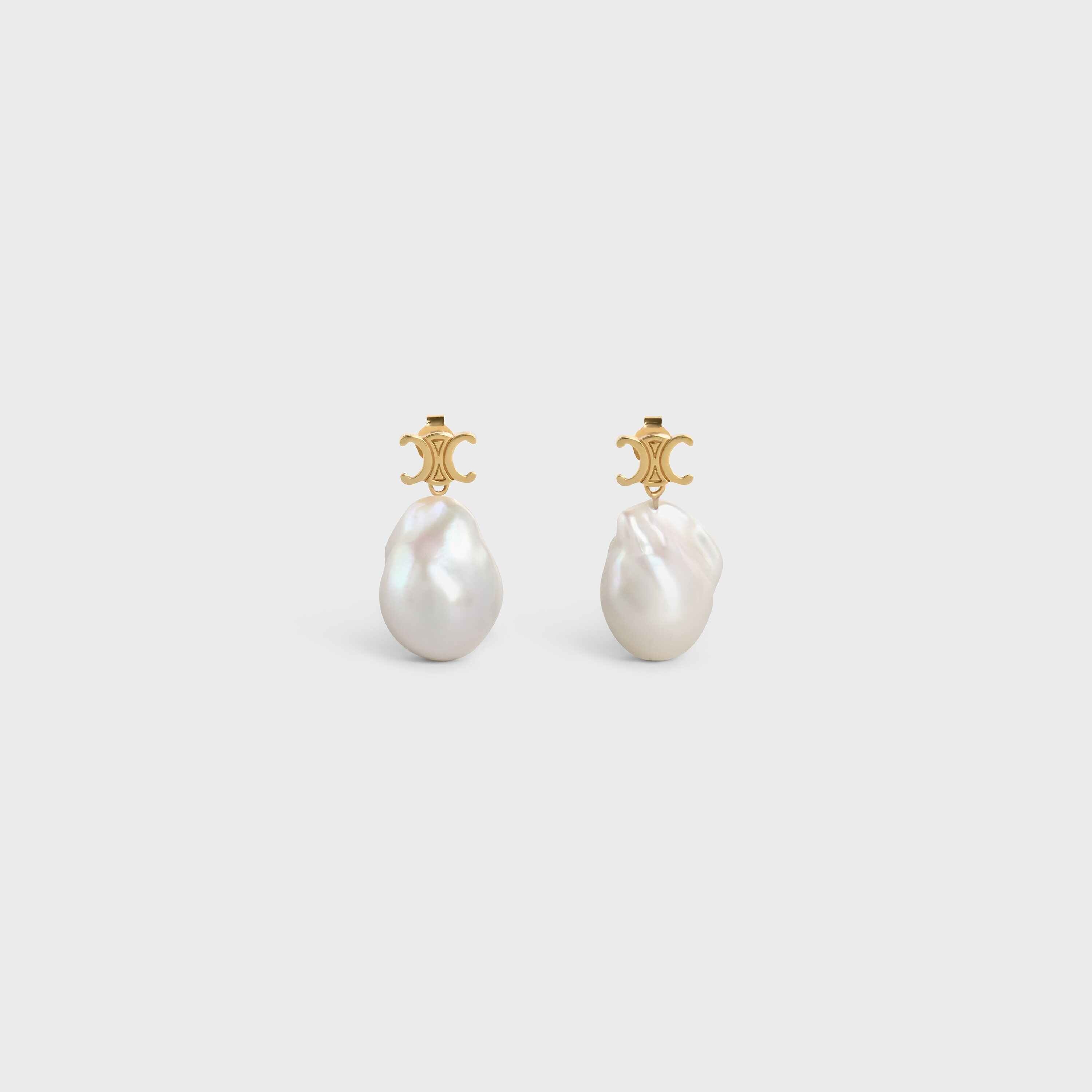 Baroque Triomphe Earrings in Brass with Gold Finish and Cultured Pearls - 1