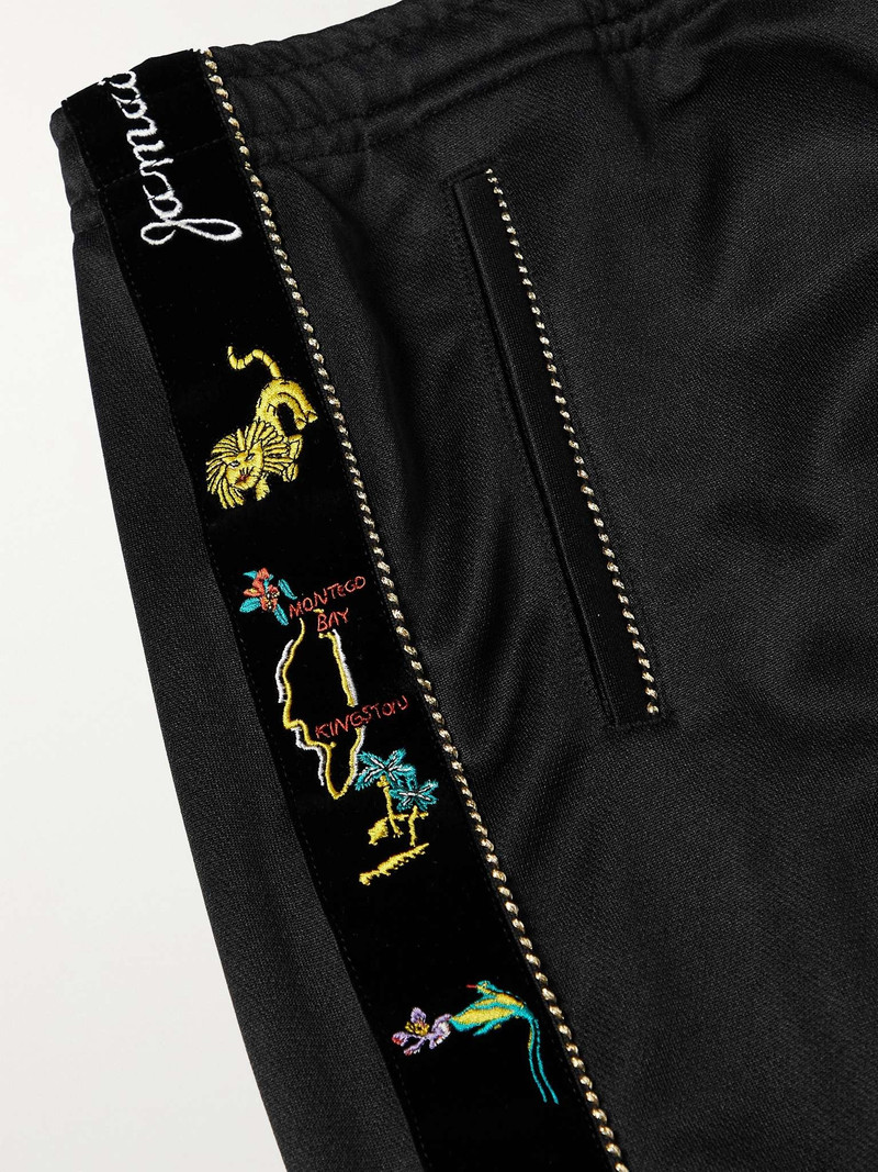 Wide-Leg Embroidered Velvet-Trimmed Tech-Jersey Track Pants 5
