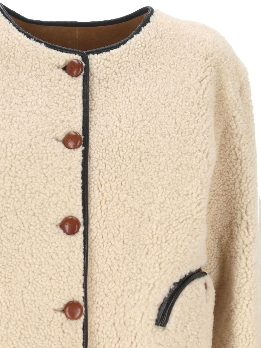 button-fastening shearling jacket - 3