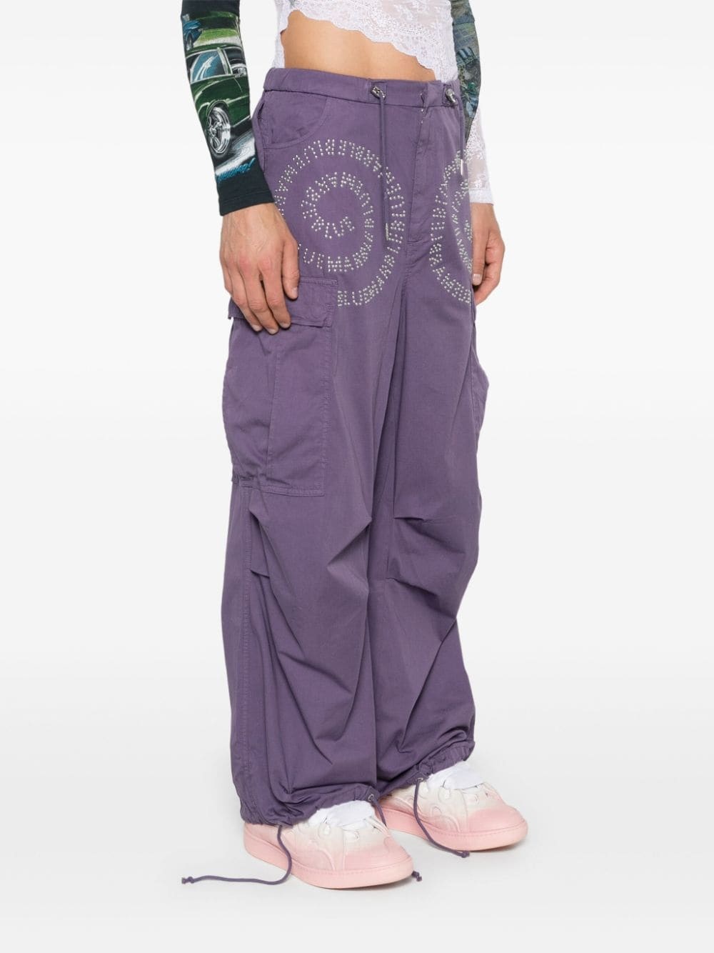 logo-stud trousers - 3