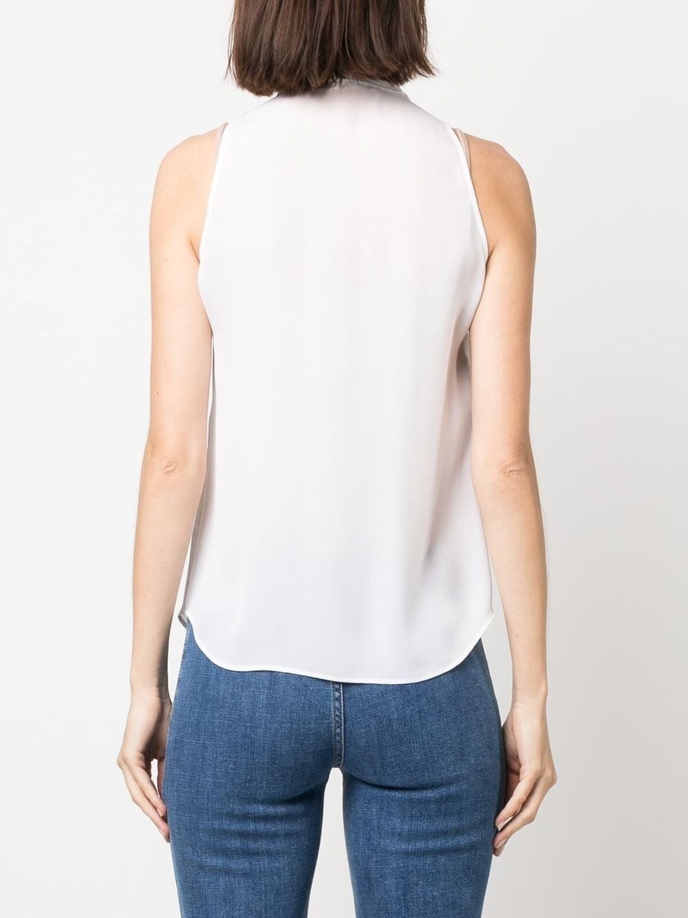 pussbow-collar sleeveless blouse - 4