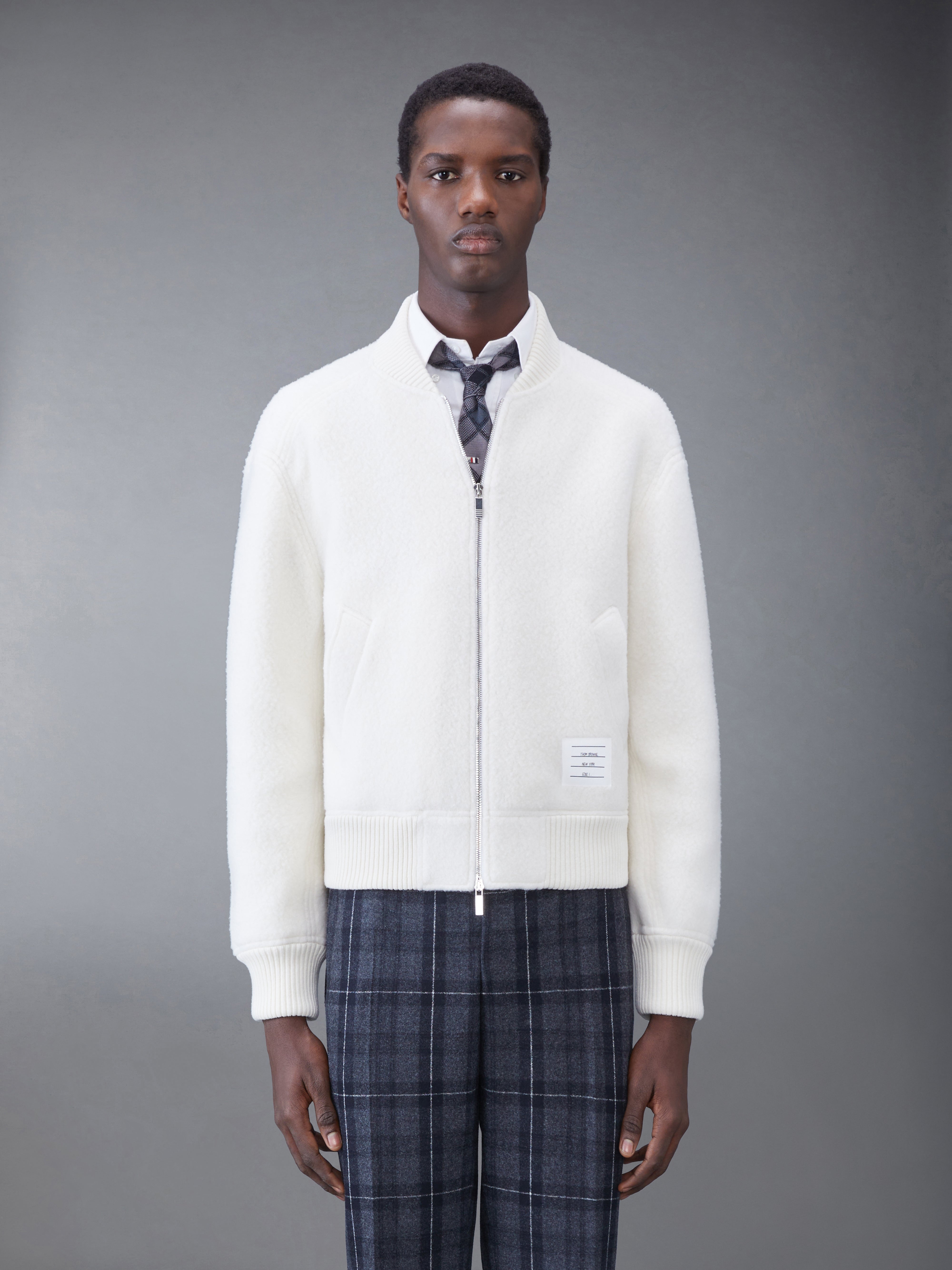 Wool Fleece Stripe Bomber - 1