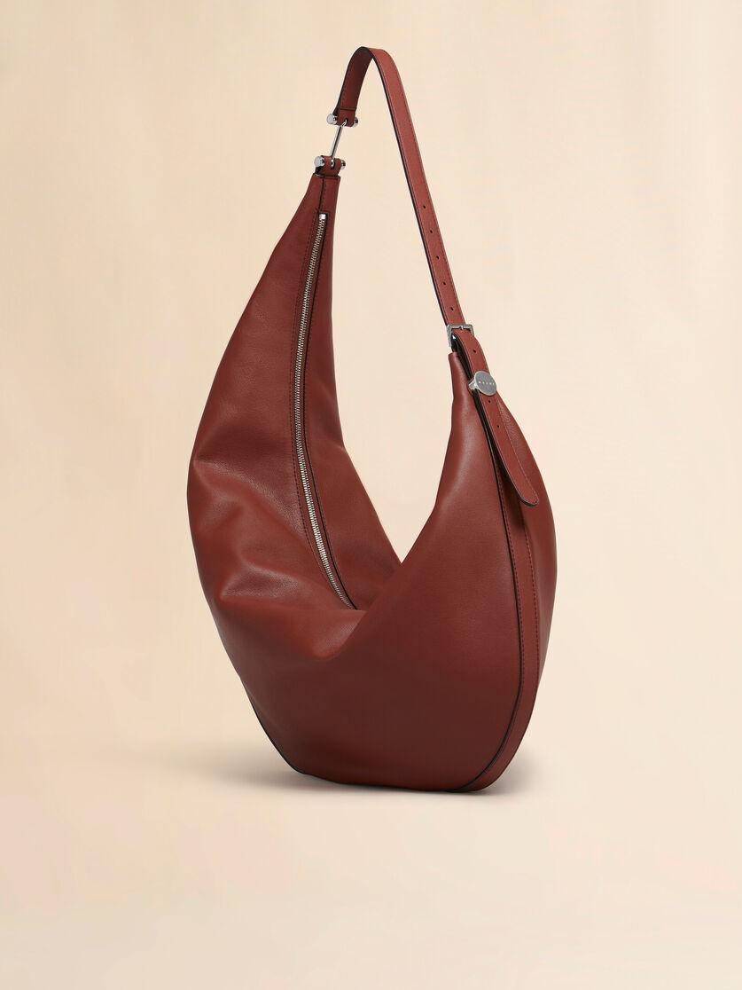 BROWN LEATHER DOT MEDIUM HOBO BAG - 3