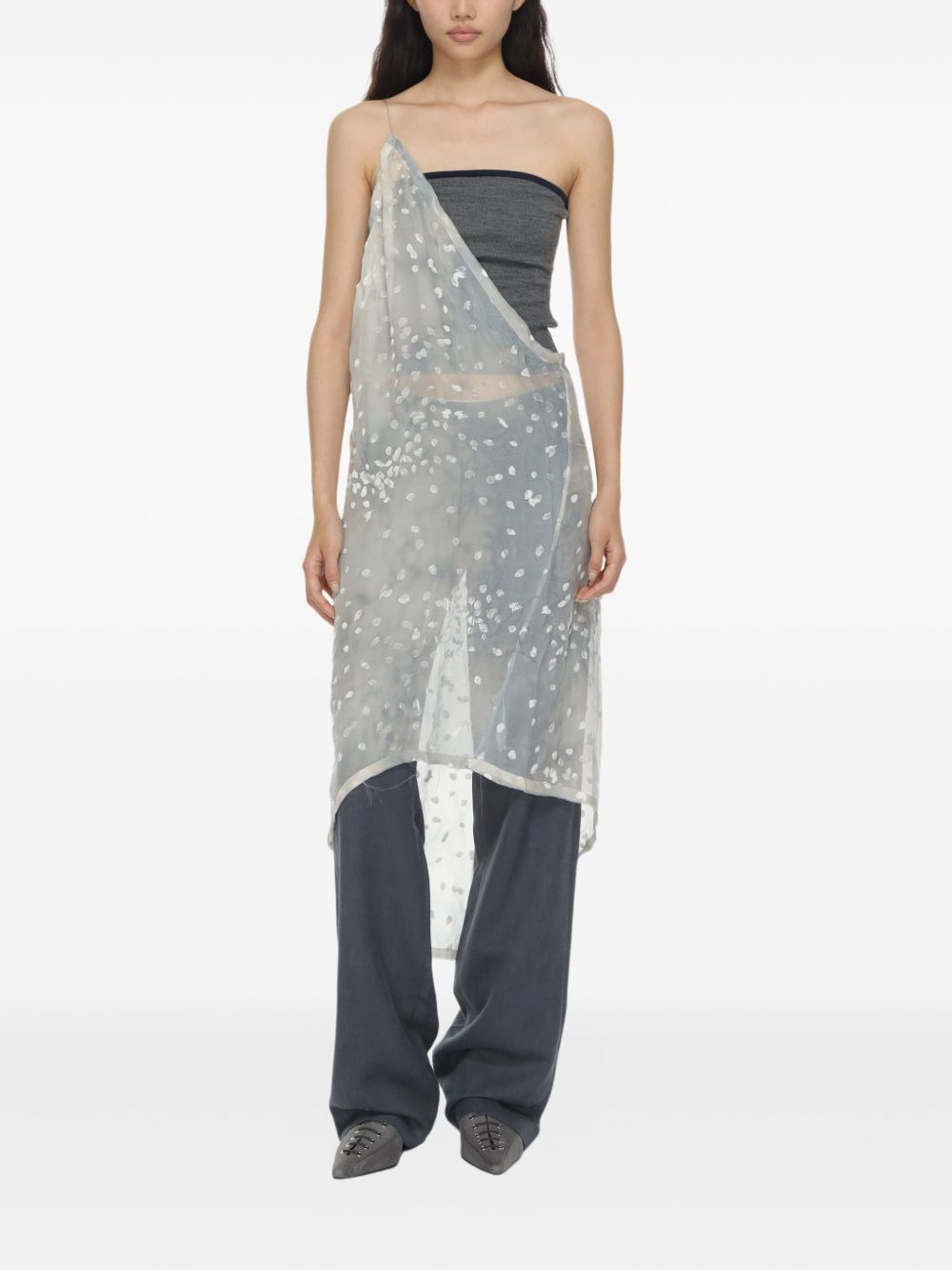 asymmetric tie-dye print midi dress - 2