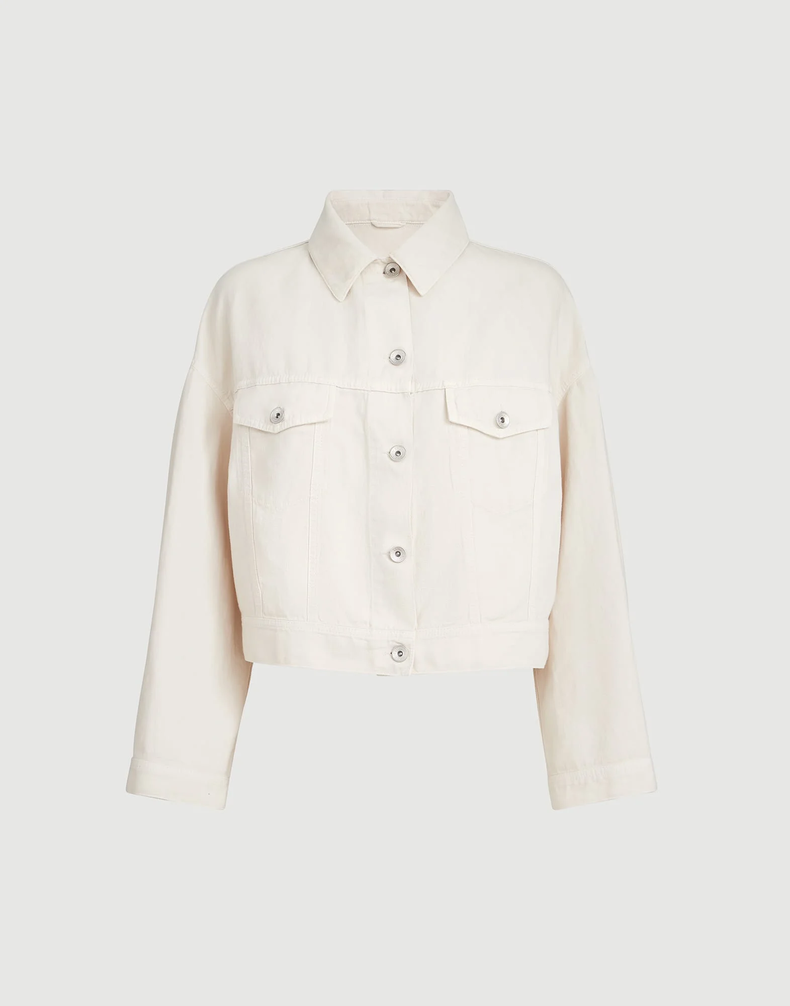 Garment-dyed outerwear jacket in cotton and linen cover with monili - 1