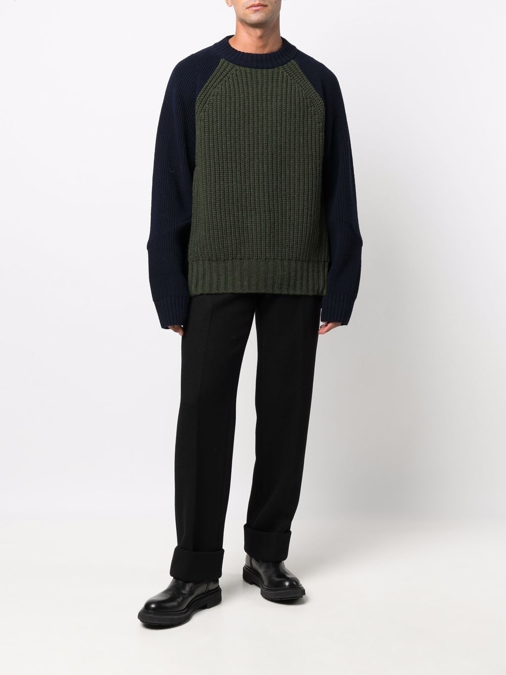 detachable-neck two-tone knit jumper - 6