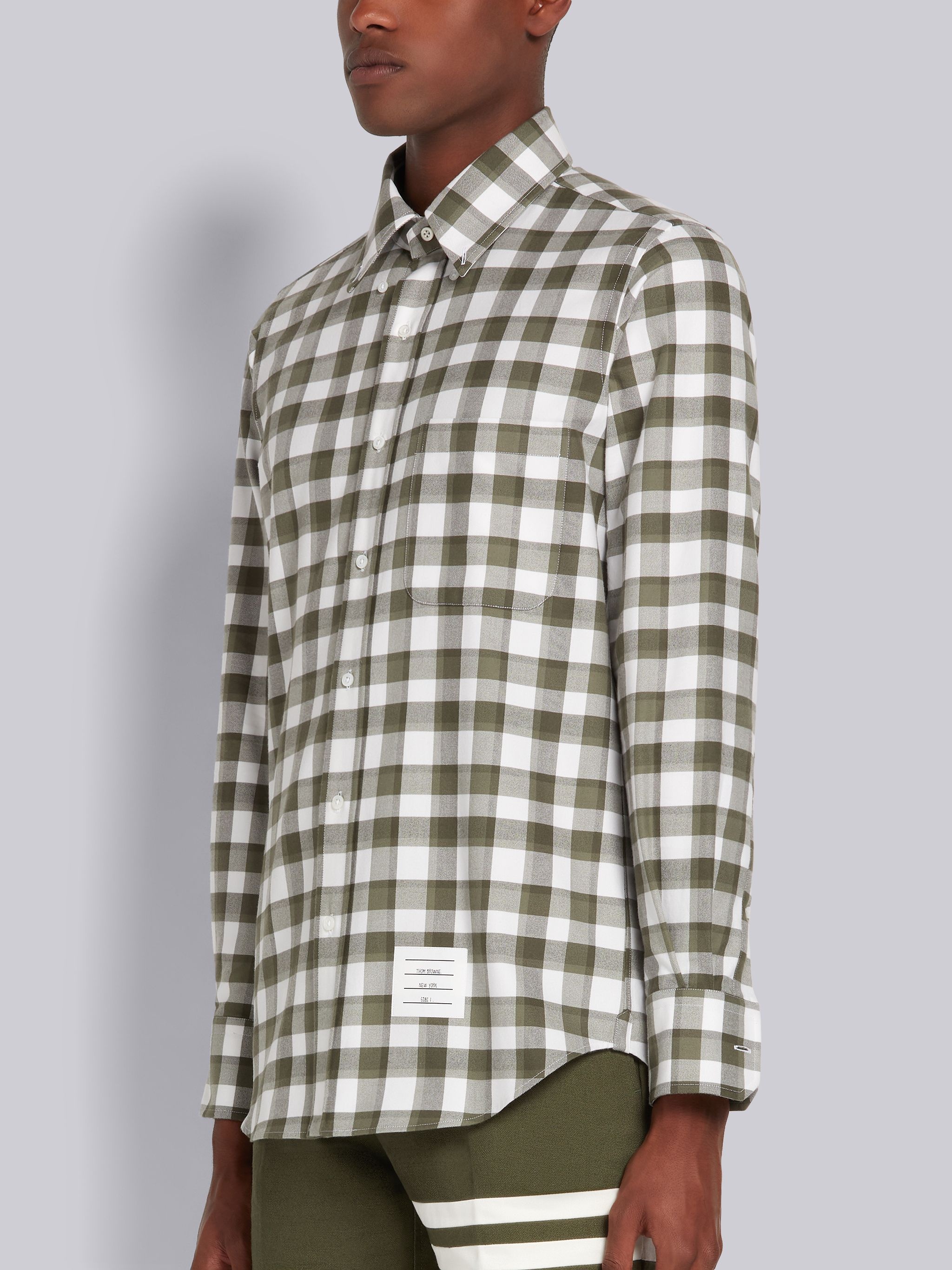 Dark Green Buffalo Madras Check Flannel Straight Fit Long Sleeve Button Down Shirt - 2