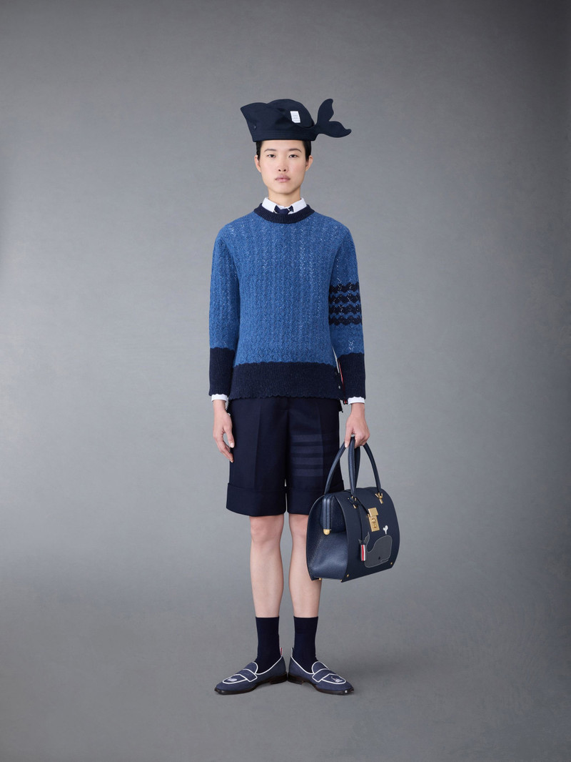 Shetland 케이블 Pointelle 4바 크루 넥 풀 오버 3