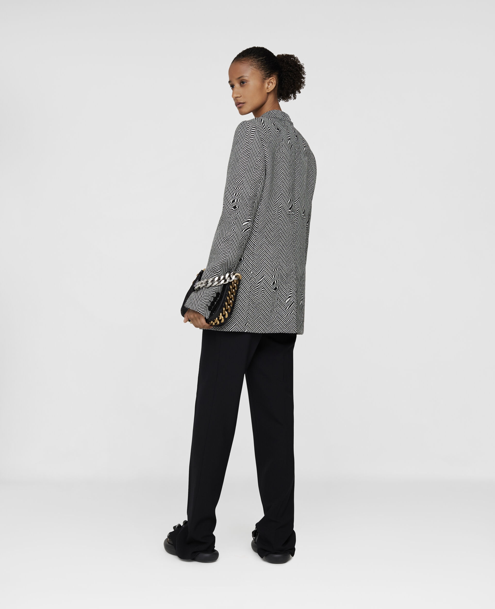 Glitched Herringbone Wool Tailored Jacket - 3