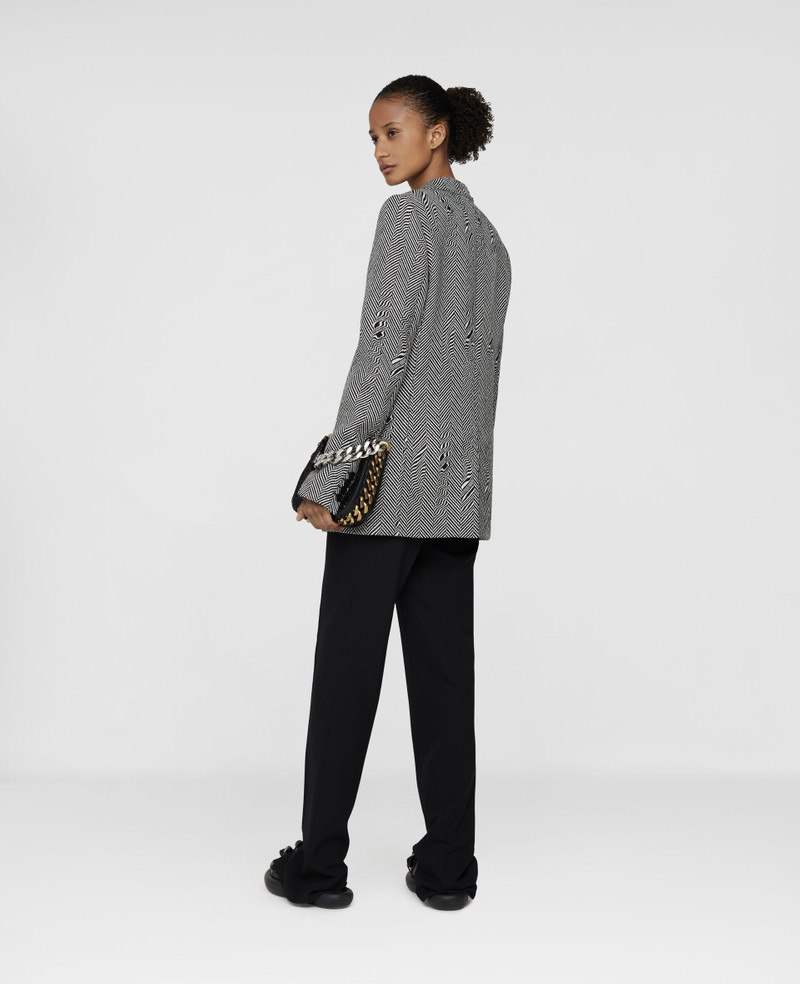 Glitched Herringbone Wool Tailored Jacket 3