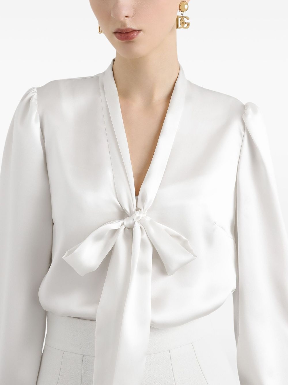 satin tie-neck blouse - 4