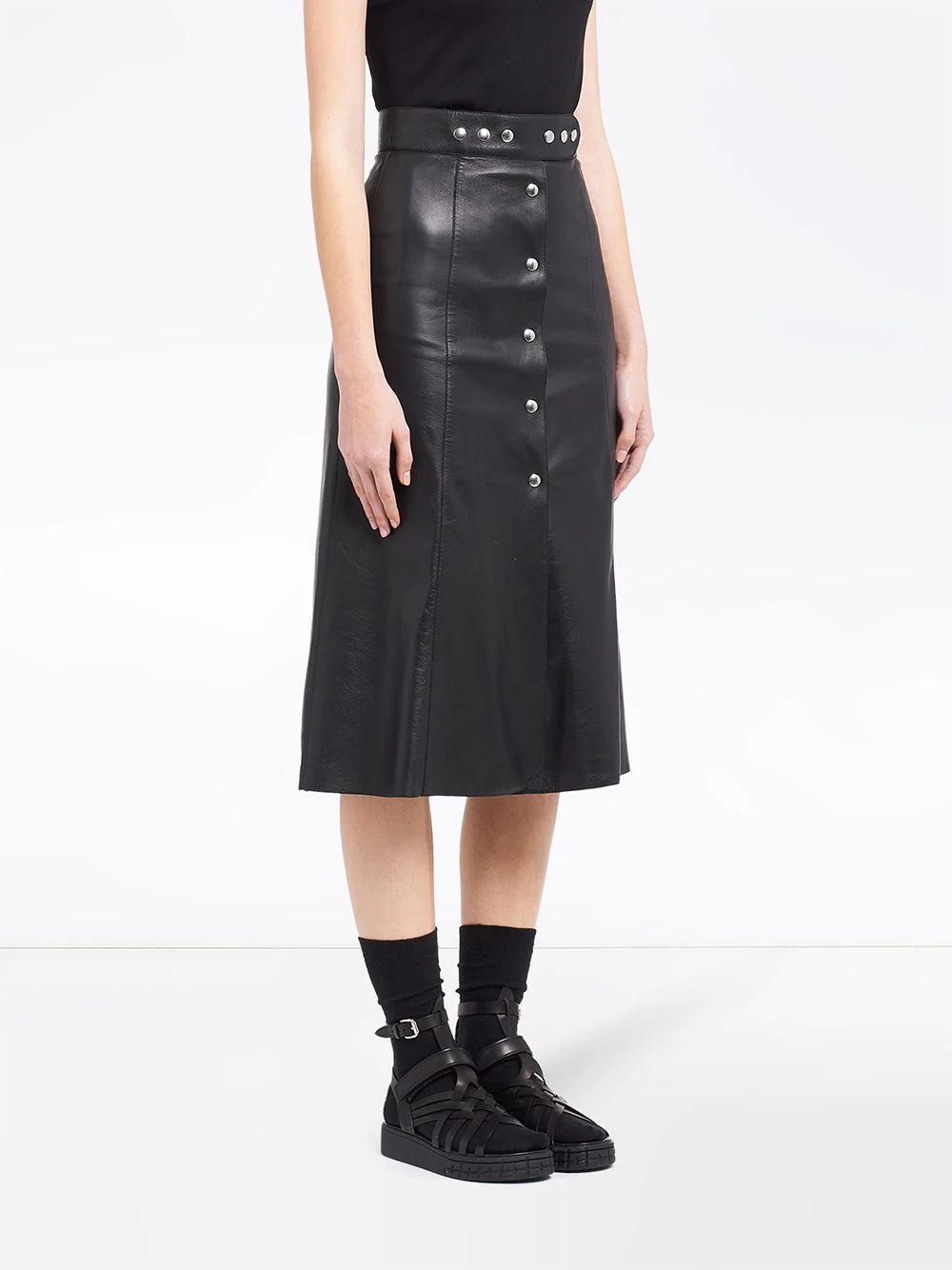 a-line buttoned midi skirt - 3