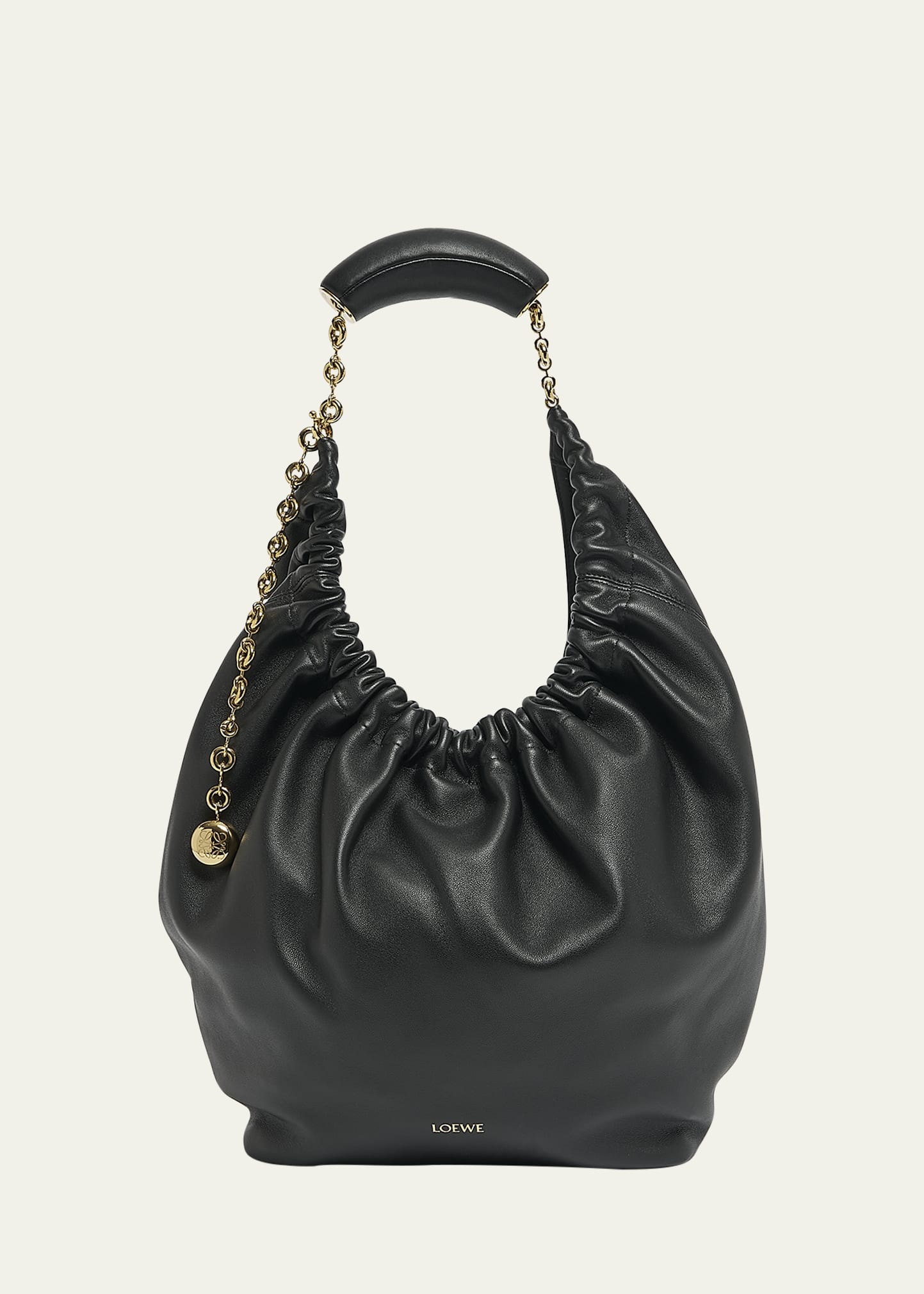 Medium Squeeze Chain Leather Hobo Bag - 1