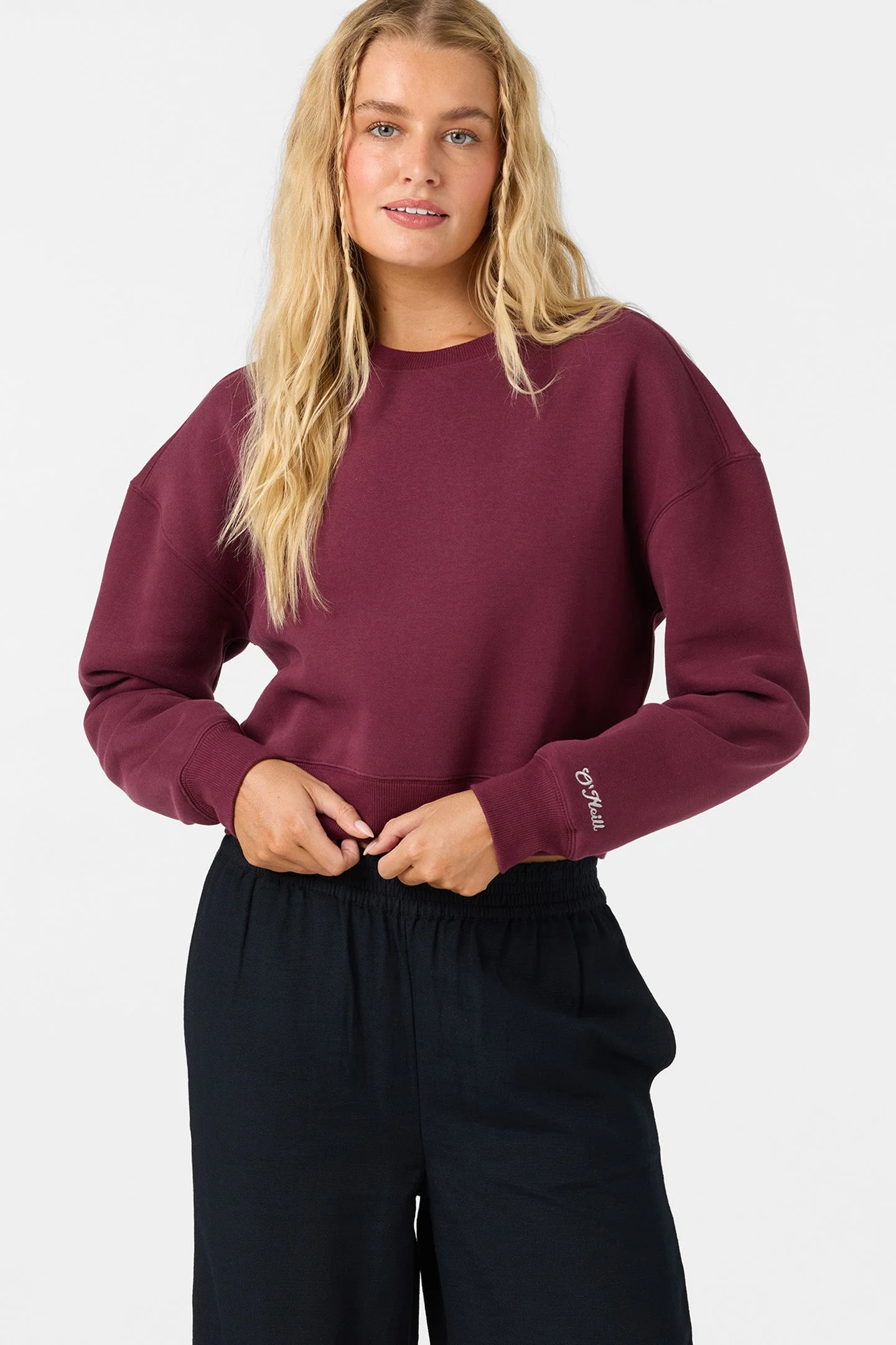 Evelyn Cropped Crew Neck Fleece - 1