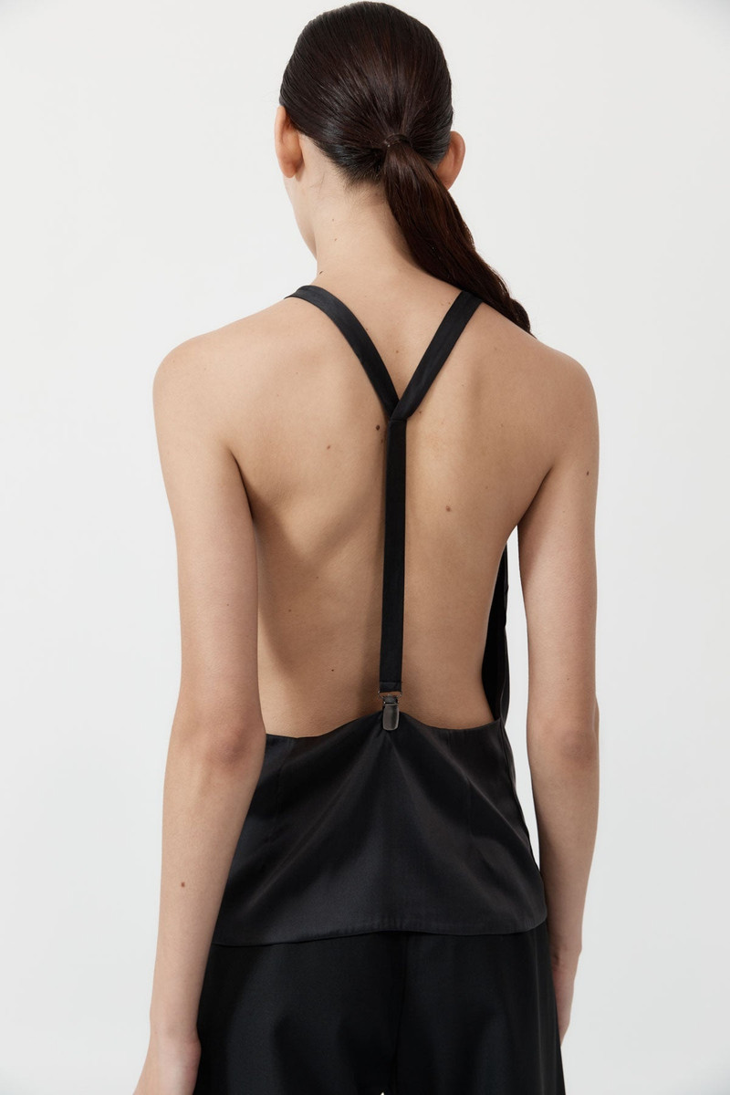Soft Silk Suspender Top - Black 3
