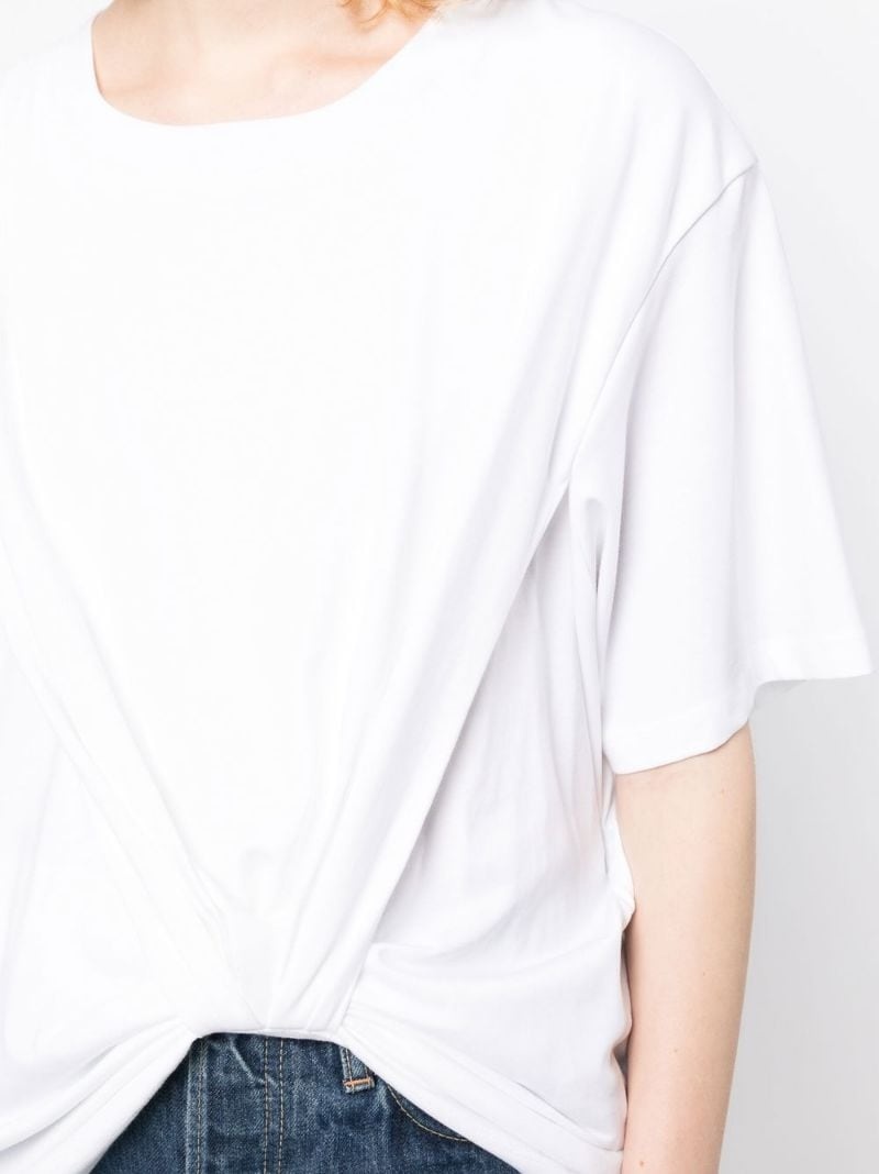 drape-detail cotton T-shirt - 5