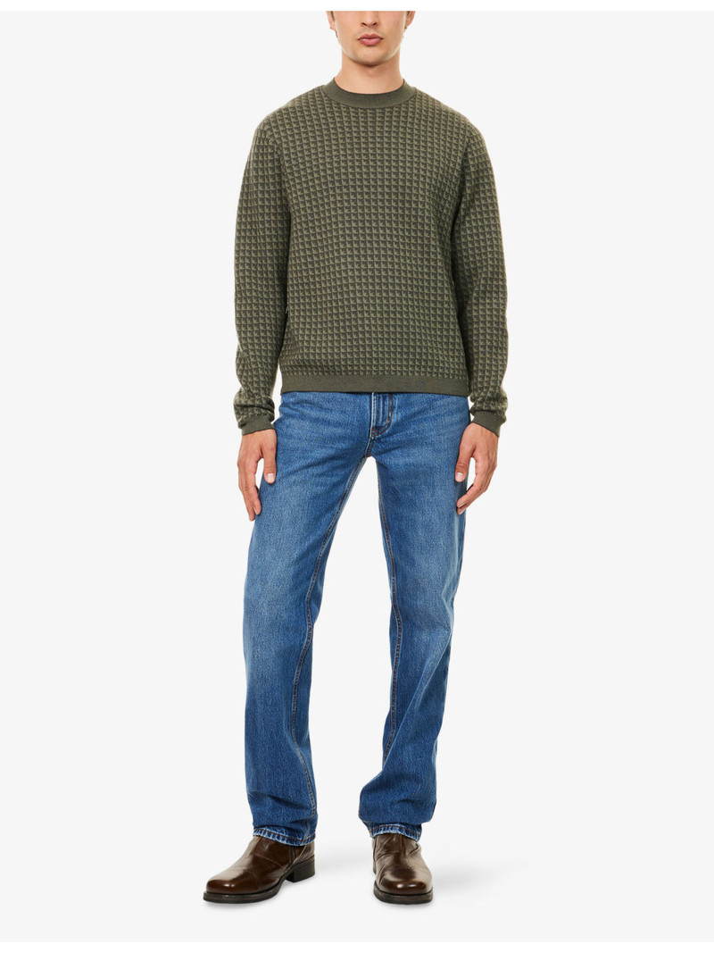 EMPORIO ARMANI Checked Crewneck Knitted Wool Jumper outlook