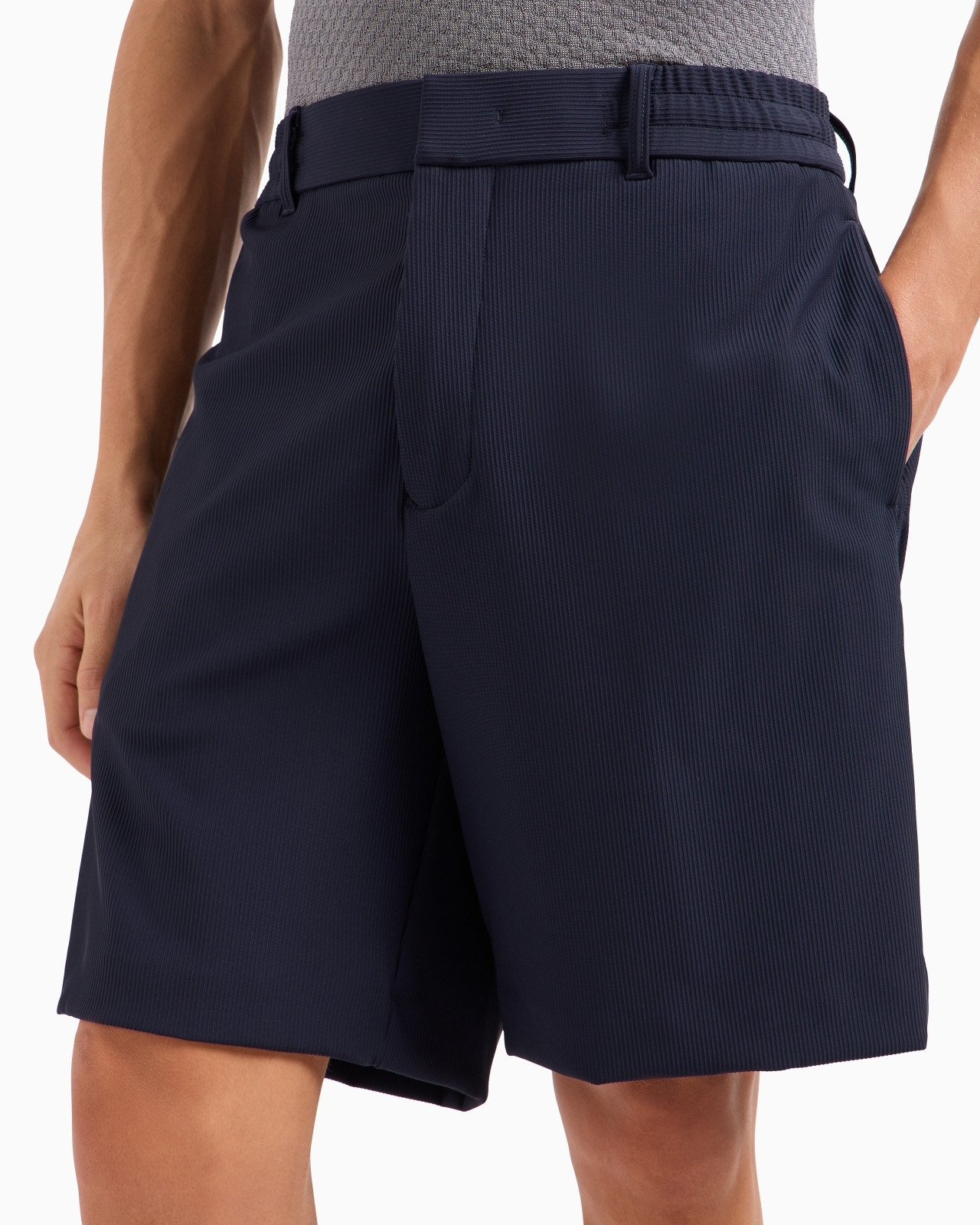 CANNETÉ-EFFECT STRETCH NYLON BERMUDA SHORTS - 5