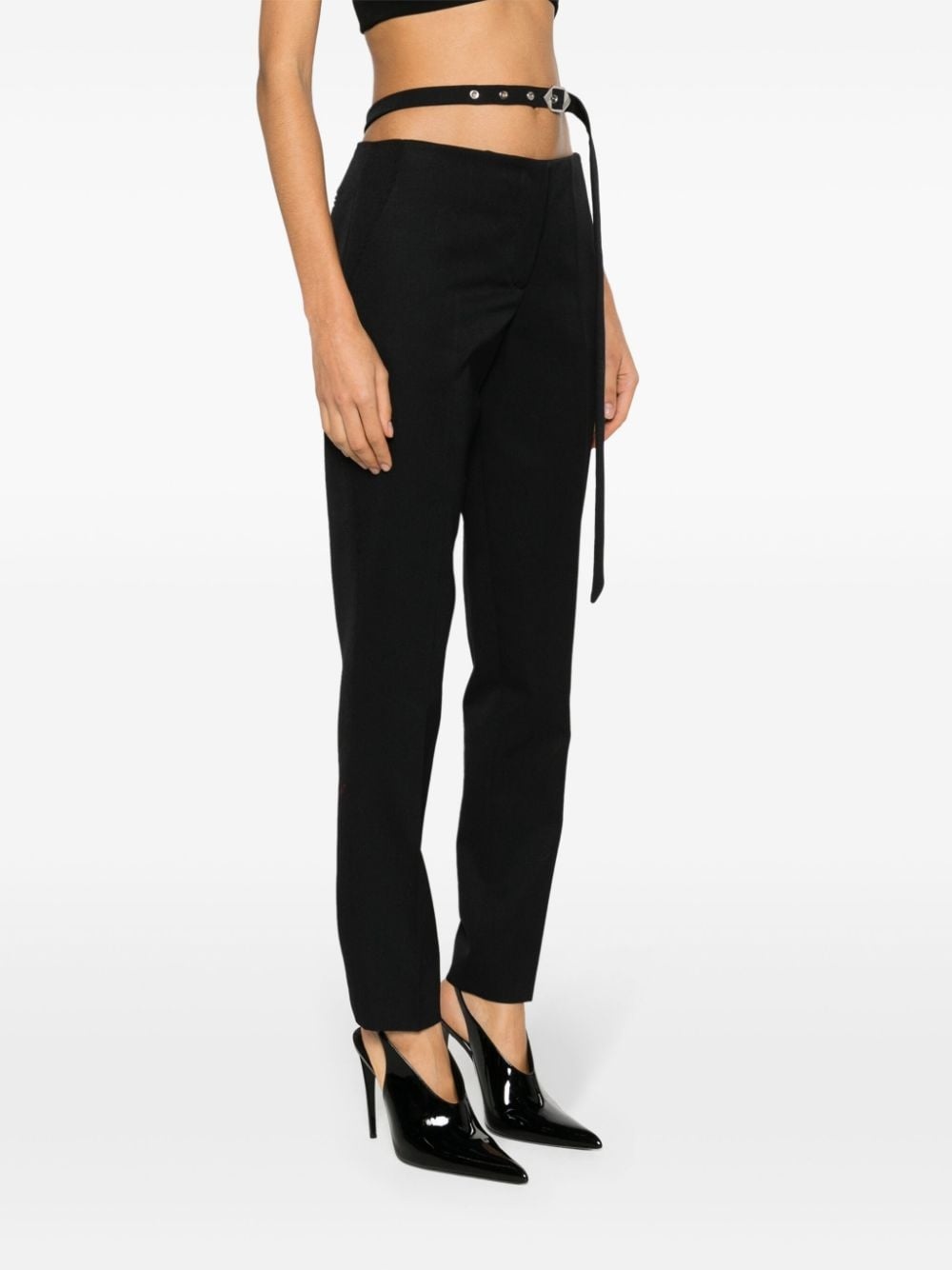 waist-strap wool trousers - 3