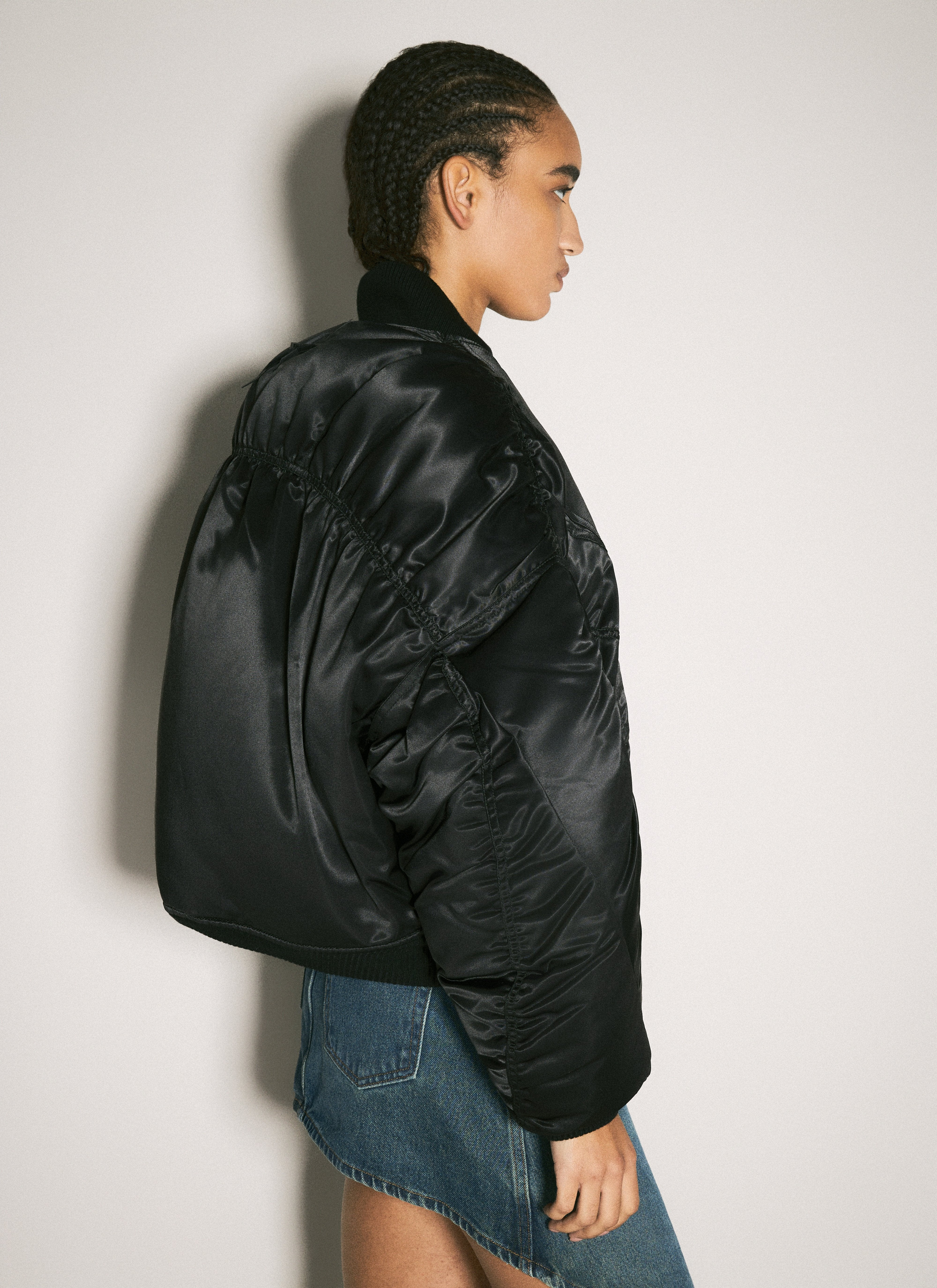 Mugler Women Satin Bomber Jacket - 3