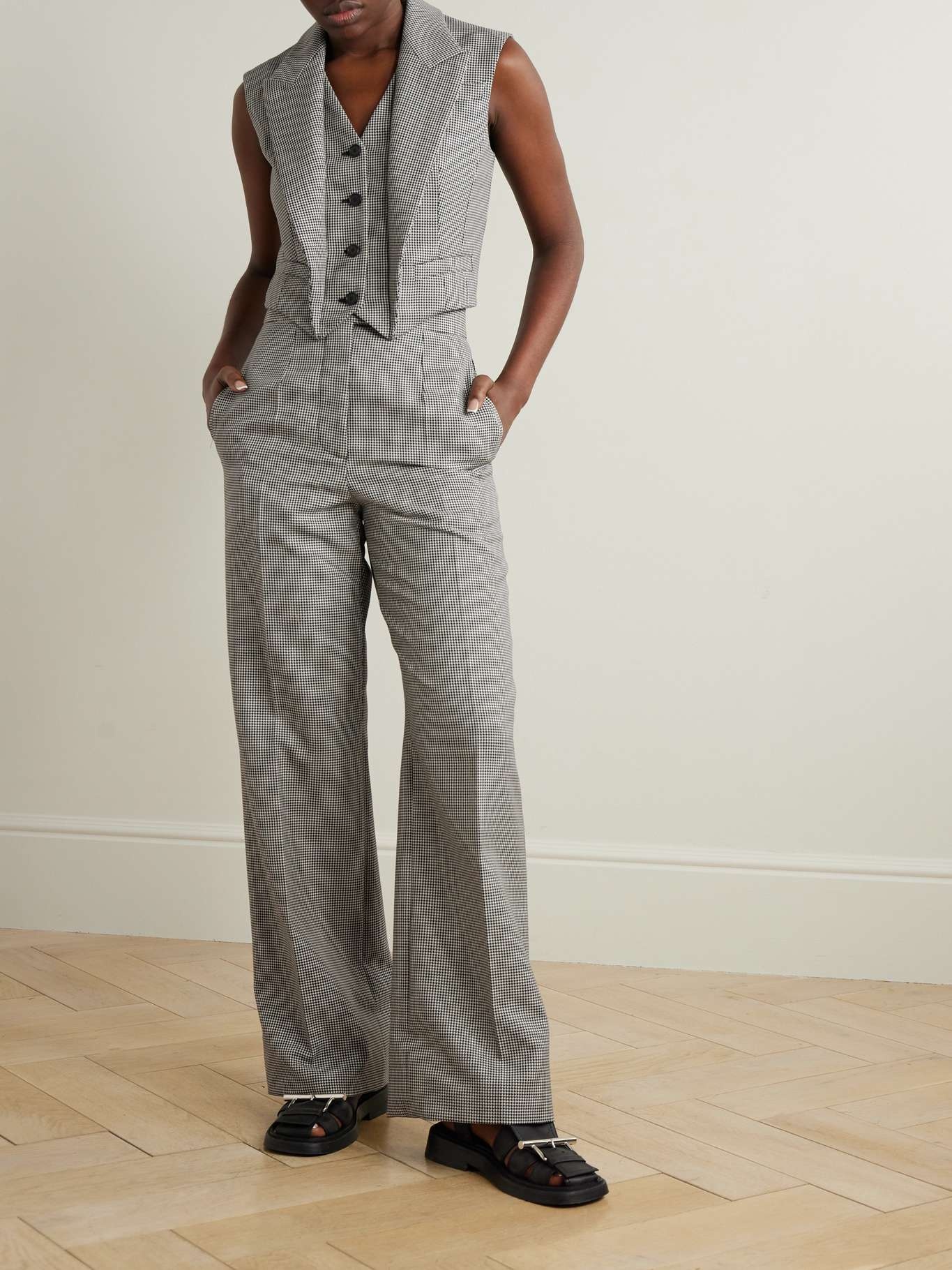 Houndstooth wool and mohair-blend vest Gray - 2