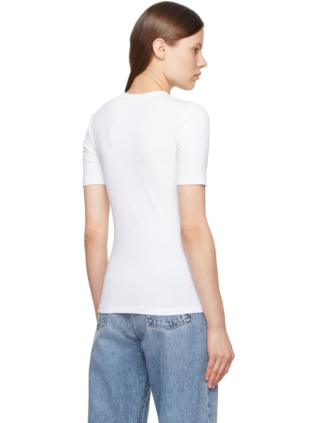 White Classic Rib T-shirt - 3