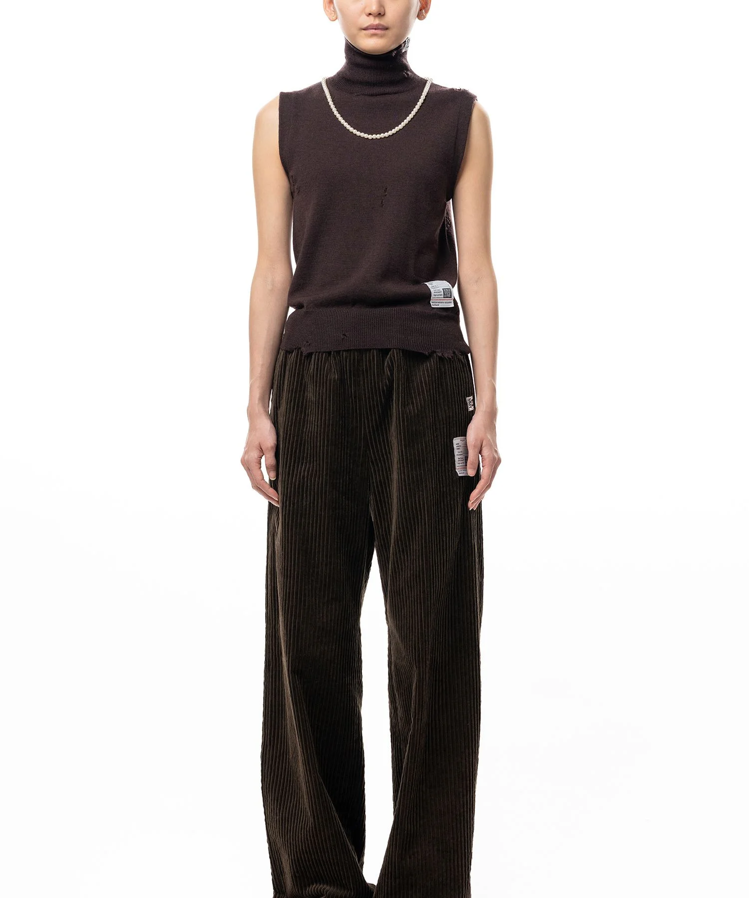 Pearl Distressed Sleeveless Knit Sweater - 1