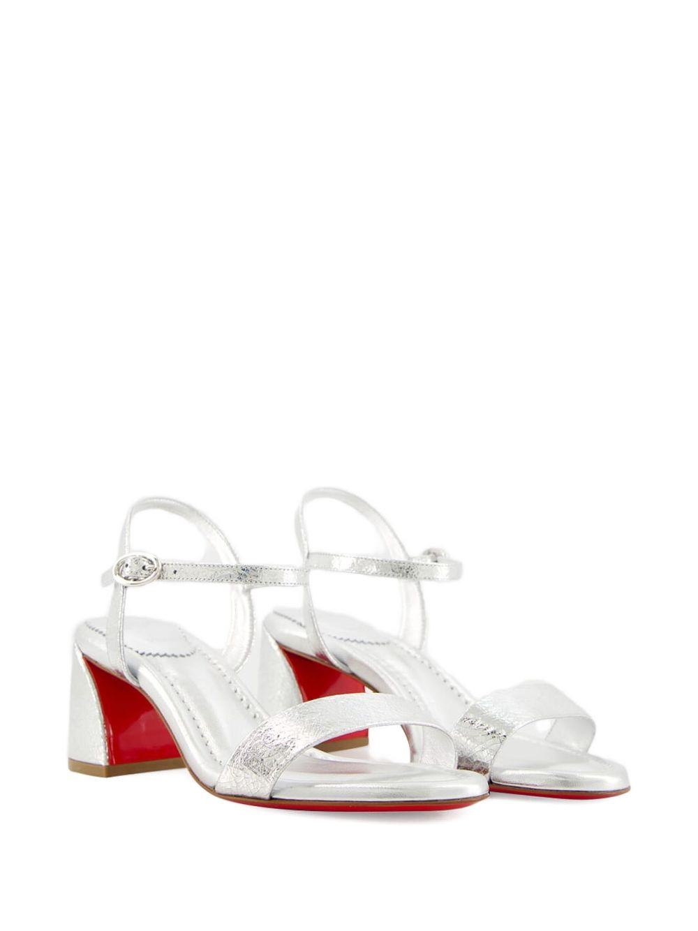 55mm metallic-effect leather ankle-strap sandals - 2
