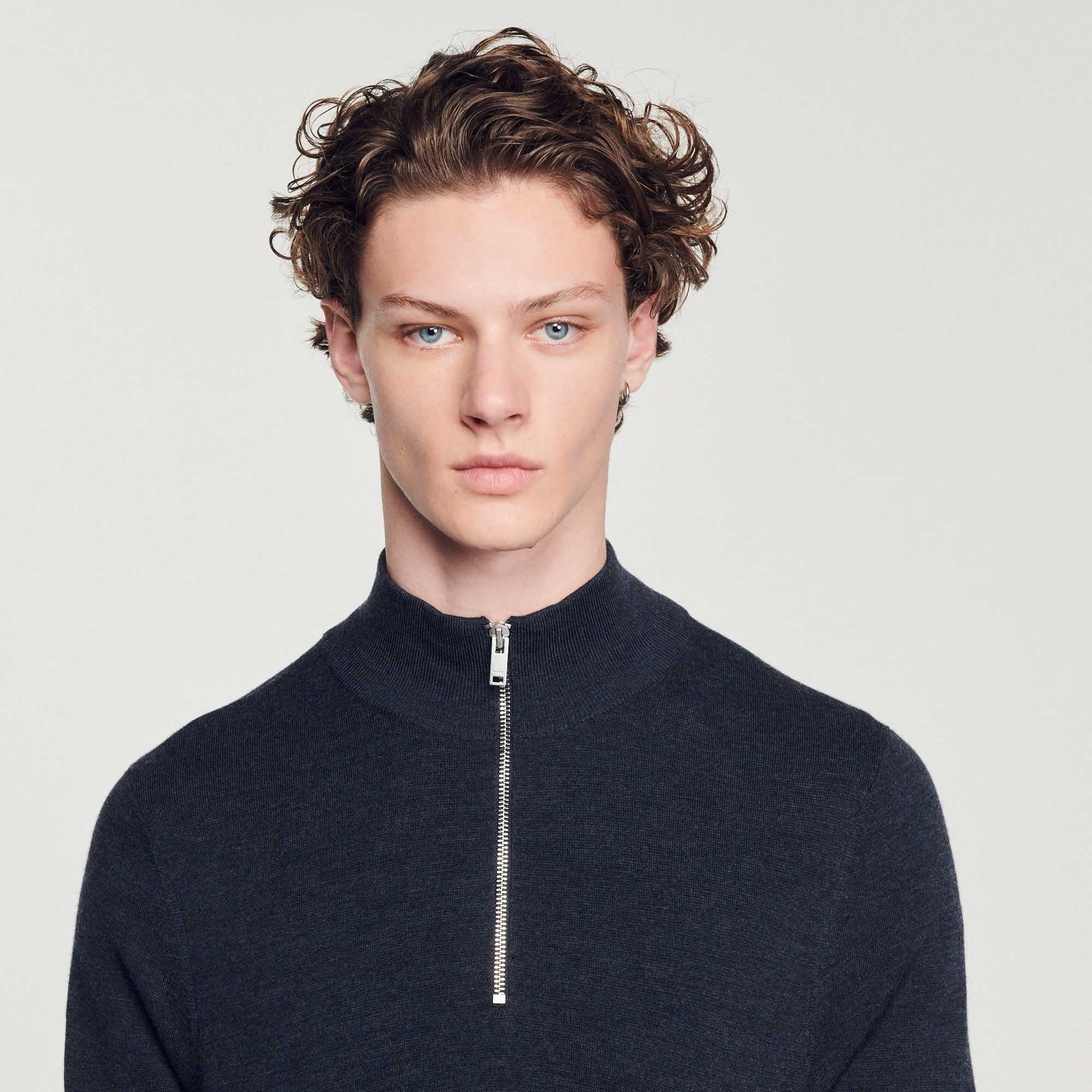 Wool sweater with zipped collar - 4