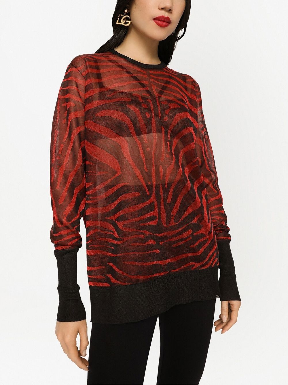 animal-print panelled knitted top - 5