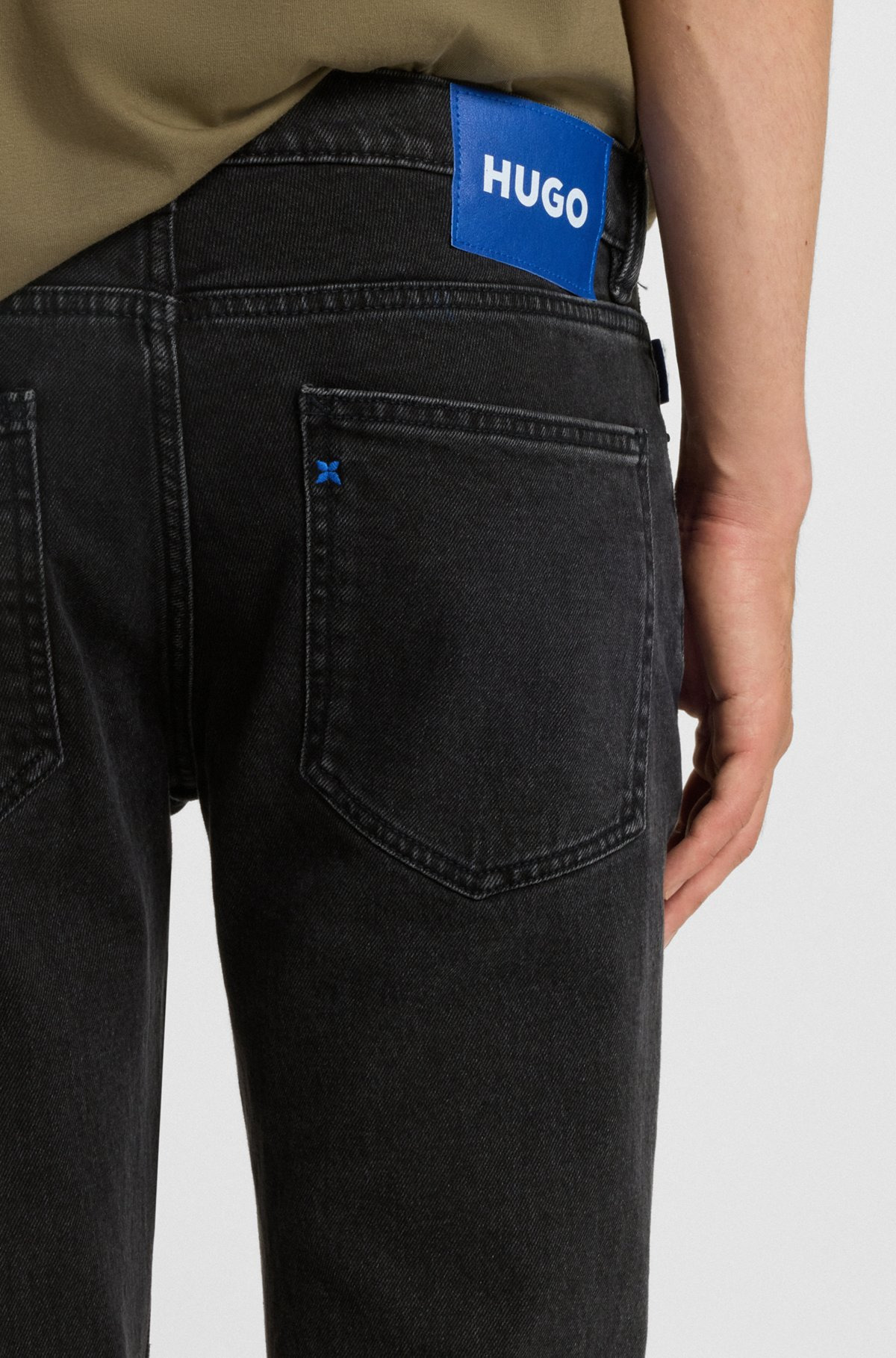 SKINNY-FIT JEANS IN WASHED BLACK DENIM - 5