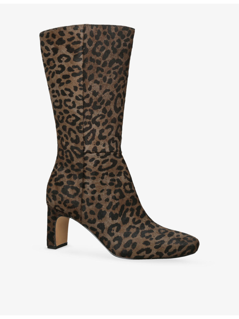 dolce vita Riggs Leopard-Print Calf-Hair Heeled Mid-Calf Boots outlook