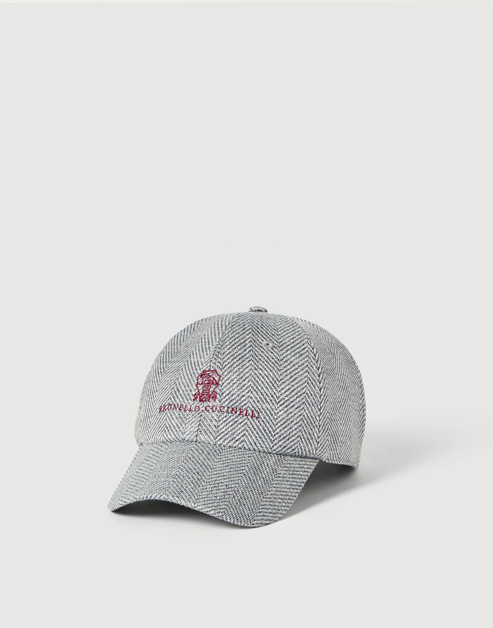 Alpaca, wool and silk chevron baseball cap with embroidered logo - 1