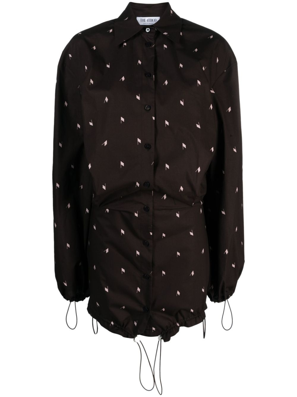 logo-print cotton shirt dress - 1