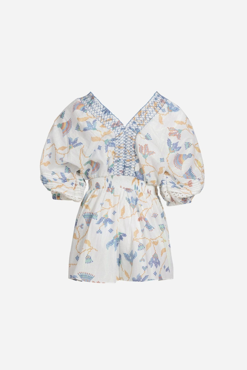 Poupette St Barth Short Jumpsuit Chantal for girls - Blue Ylang Ylang outlook