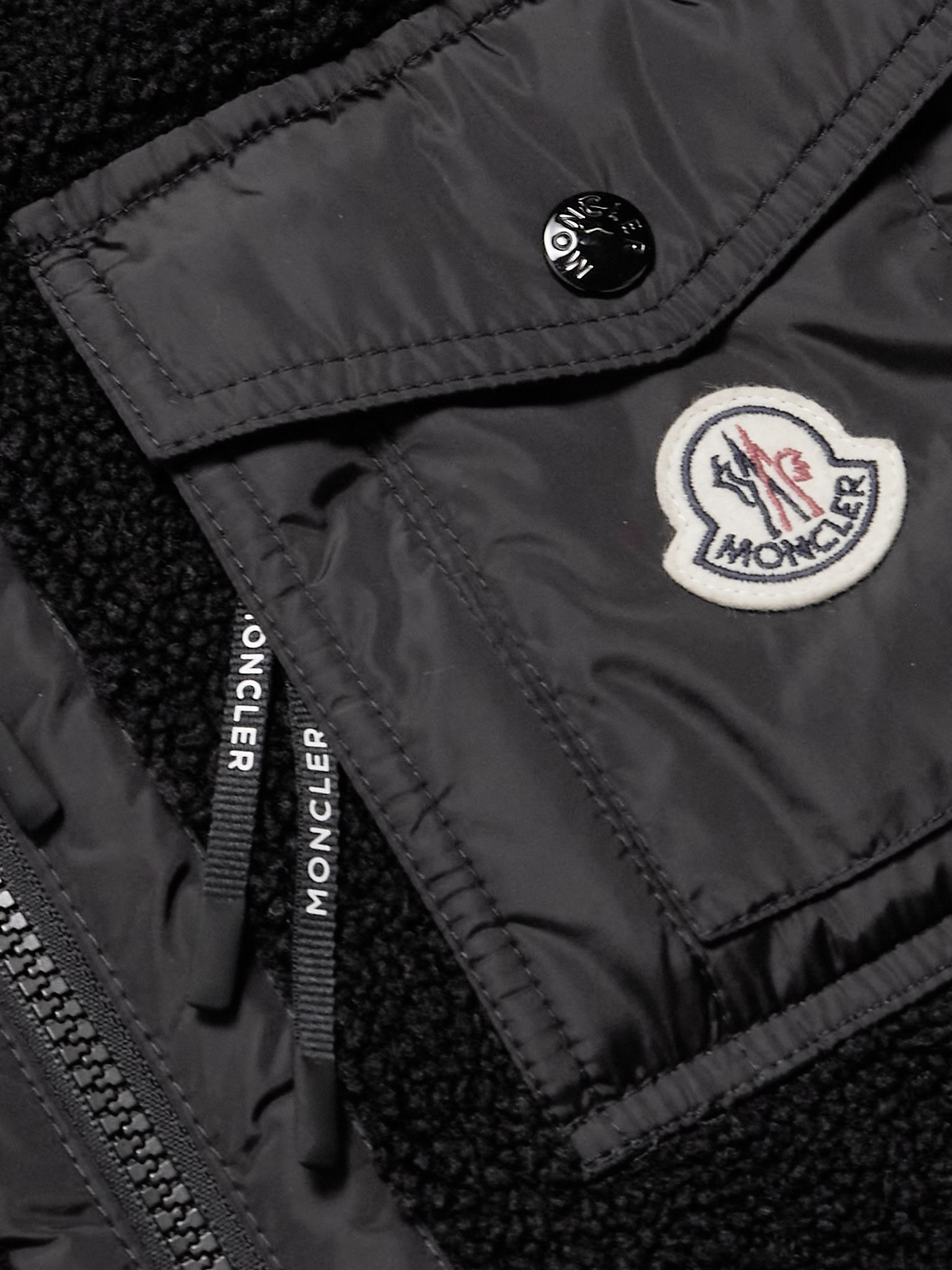 Logo-Appliquéd Nylon-Trimmed Fleece Jacket Black - 6