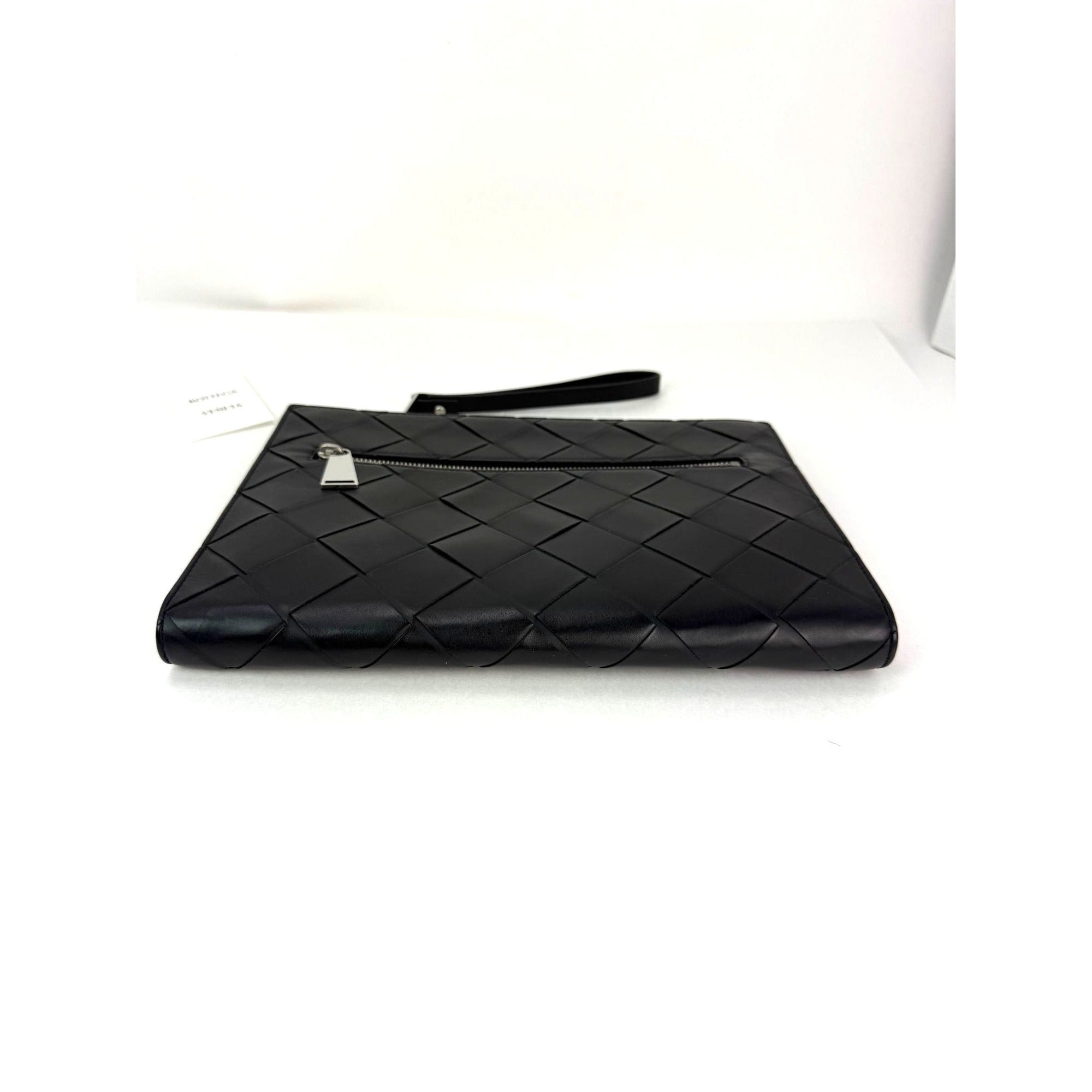 Bottega Veneta Black Leather Maxi Intreciato Document Case Wristlet Clutch Bag - 11