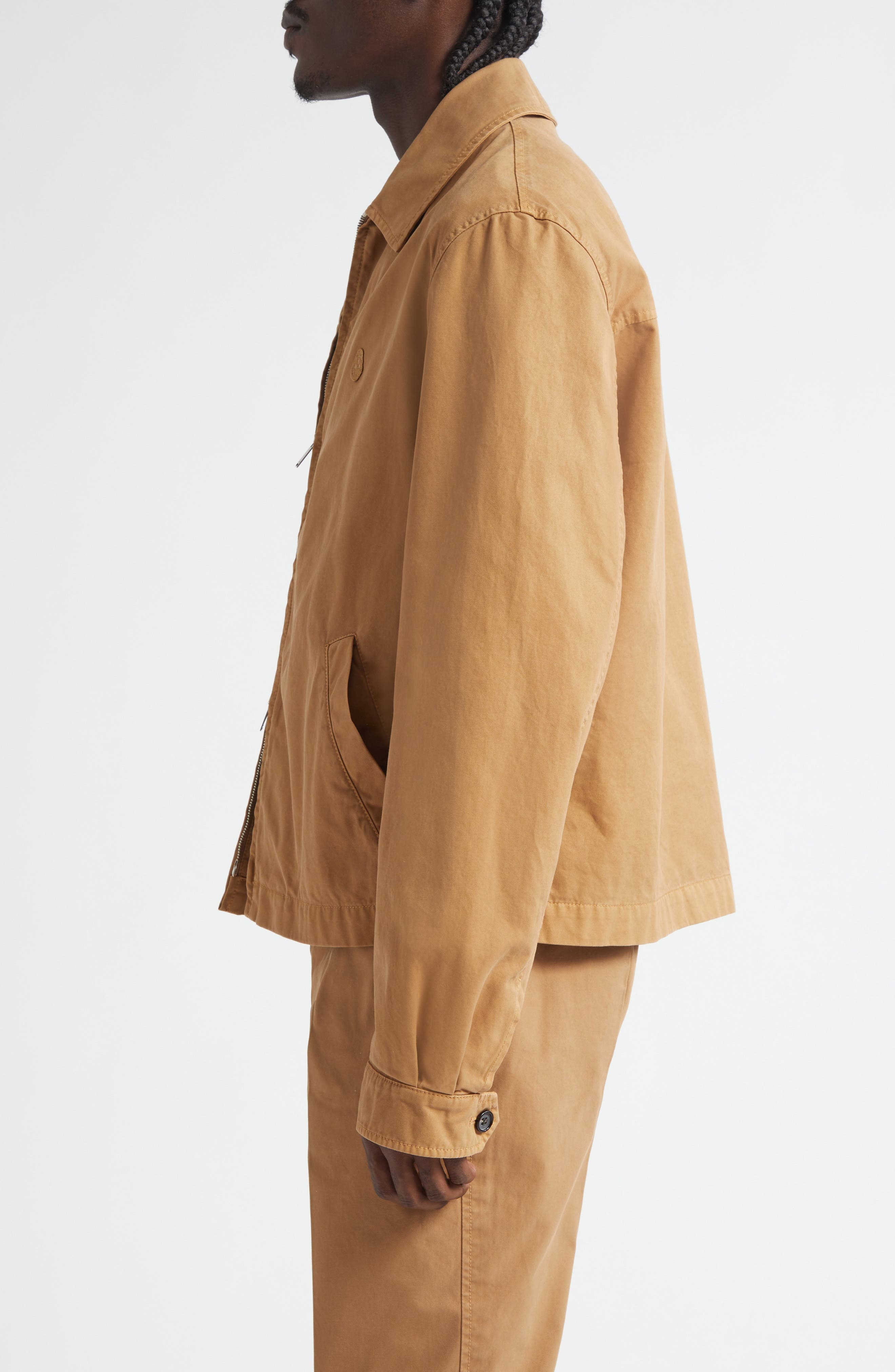 McQueen Embroidered Skull Cotton Twill Jacket in Sand at Nordstrom - 4
