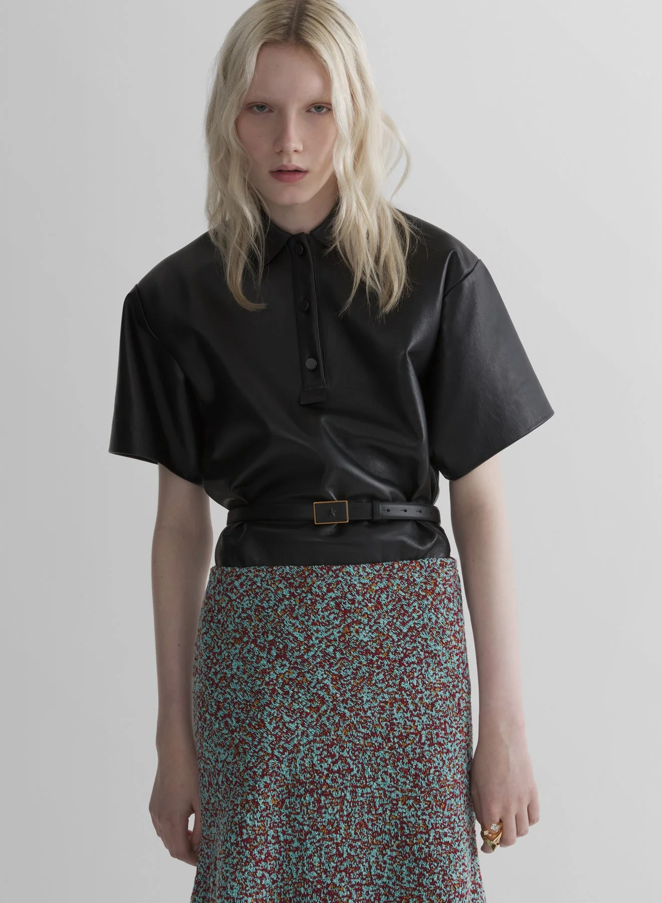 black leather polo - 1
