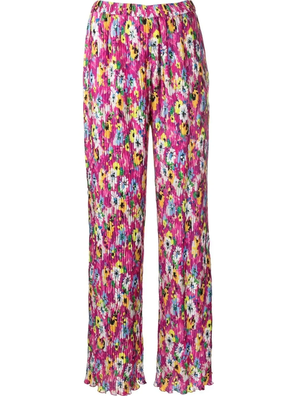 pleated floral-print trousers - 1