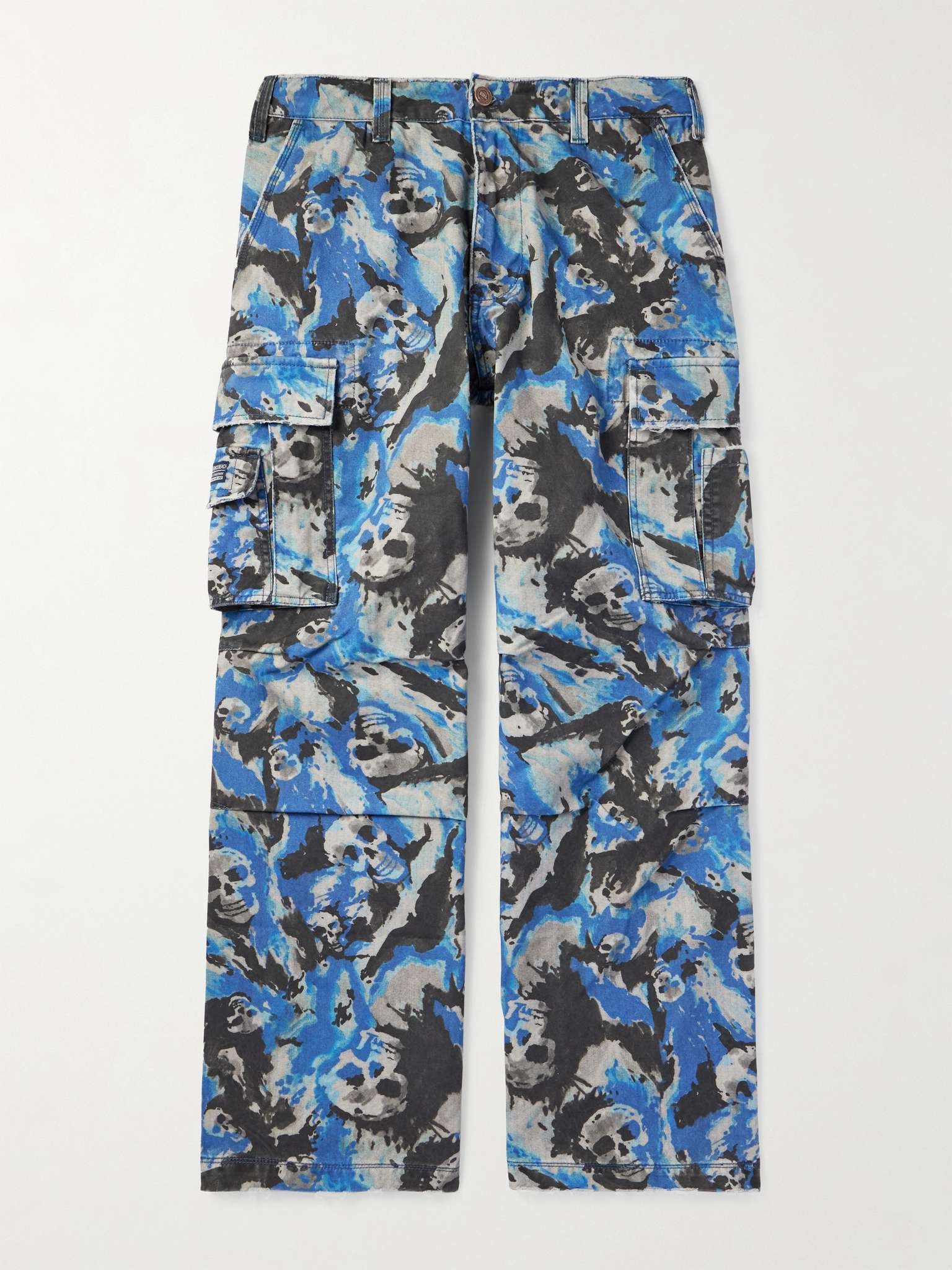Wide-Leg Logo-Appliquéd Printed Cotton-Twill Cargo Trousers - 1